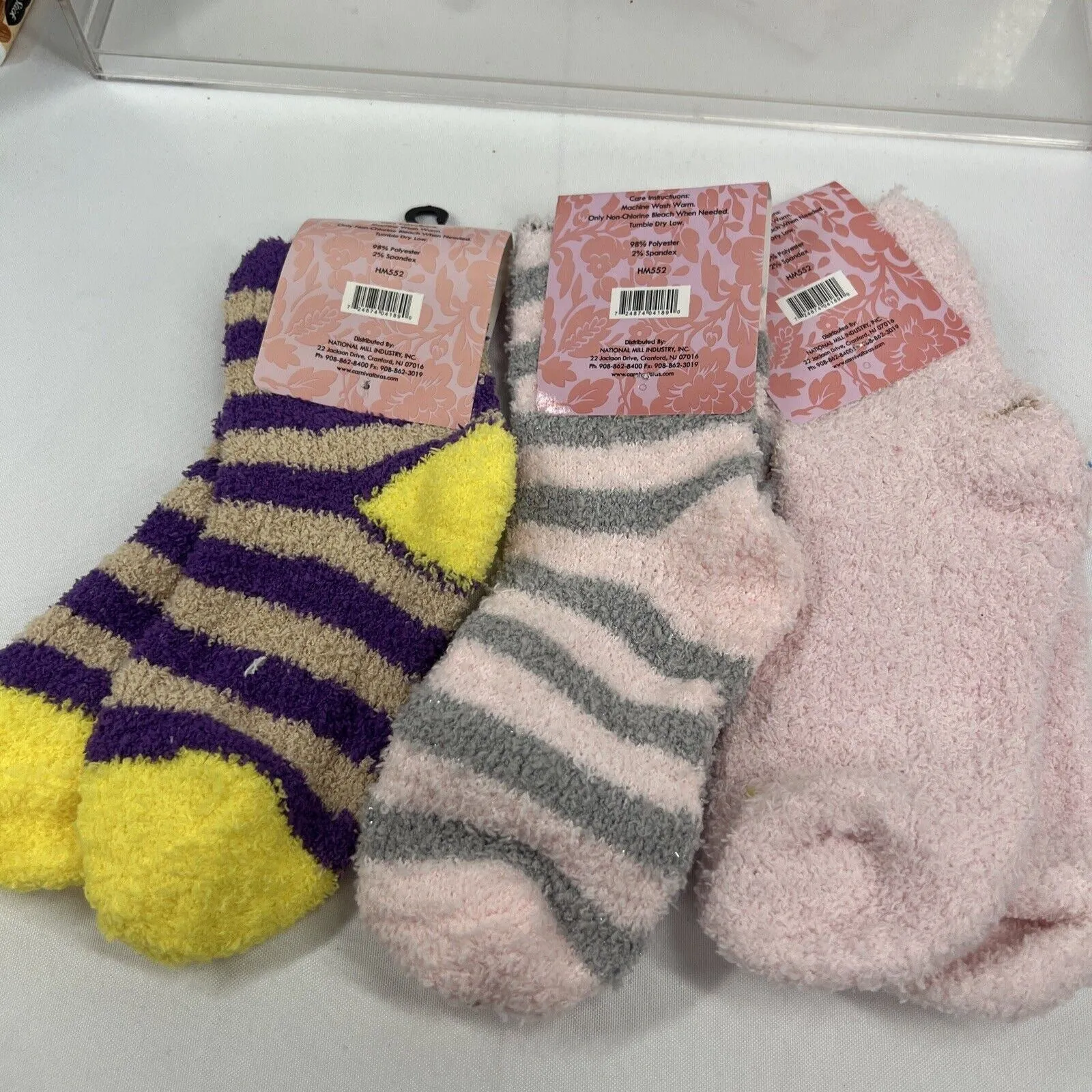 (3) Carnival Ladies Super Soft Slipper Socks Pink Grey Purple Yellow Warm Fuzzy
