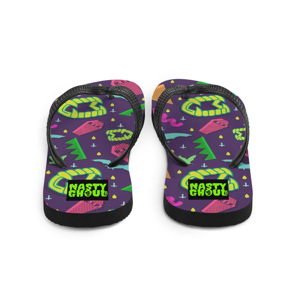 90s Style Vampire Goth Pattern Flip-Flops / All Over Print