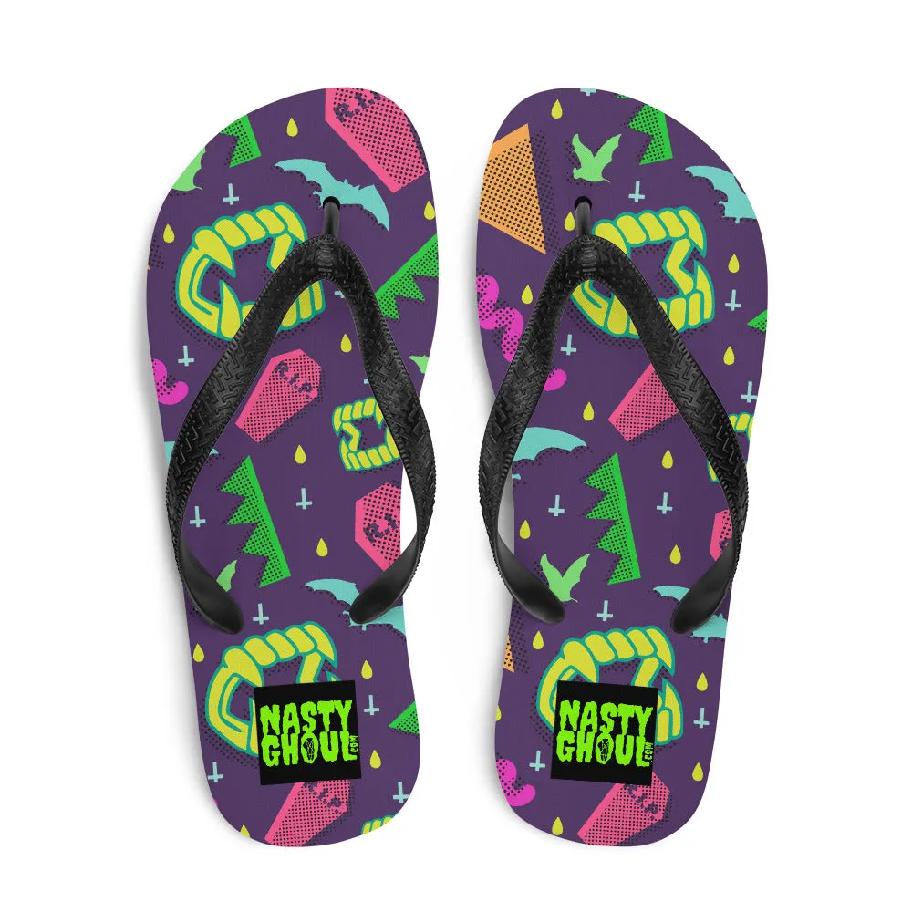 90s Style Vampire Goth Pattern Flip-Flops / All Over Print
