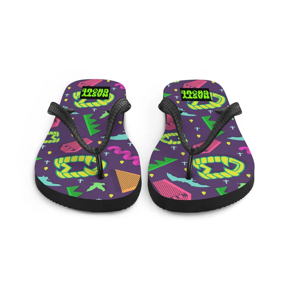 90s Style Vampire Goth Pattern Flip-Flops / All Over Print