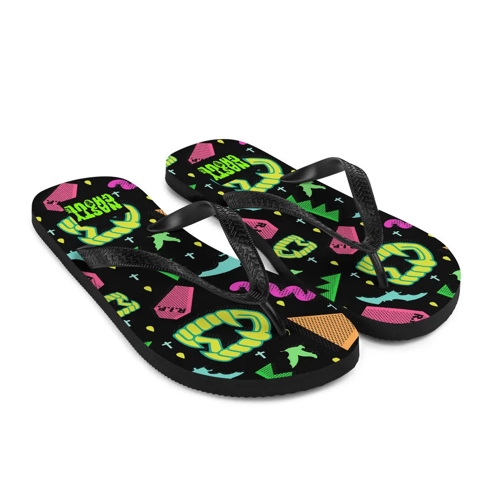 90s Style Vampire Goth Pattern Flip-Flops / All Over Print