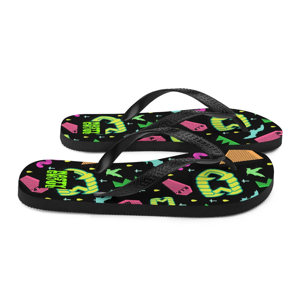 90s Style Vampire Goth Pattern Flip-Flops / All Over Print