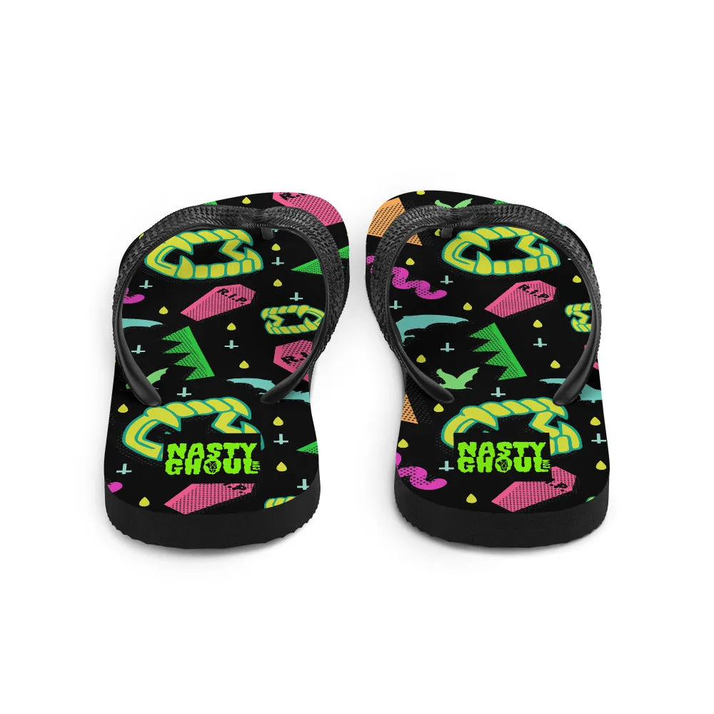 90s Style Vampire Goth Pattern Flip-Flops / All Over Print