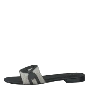 Alegra Canvas-Leather Slide Sandal Natural / Black