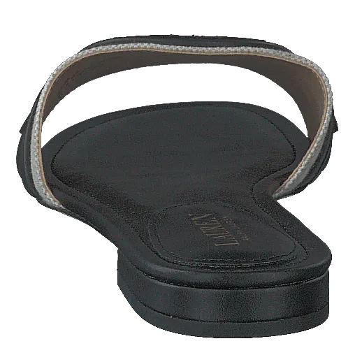 Alegra Canvas-Leather Slide Sandal Natural / Black