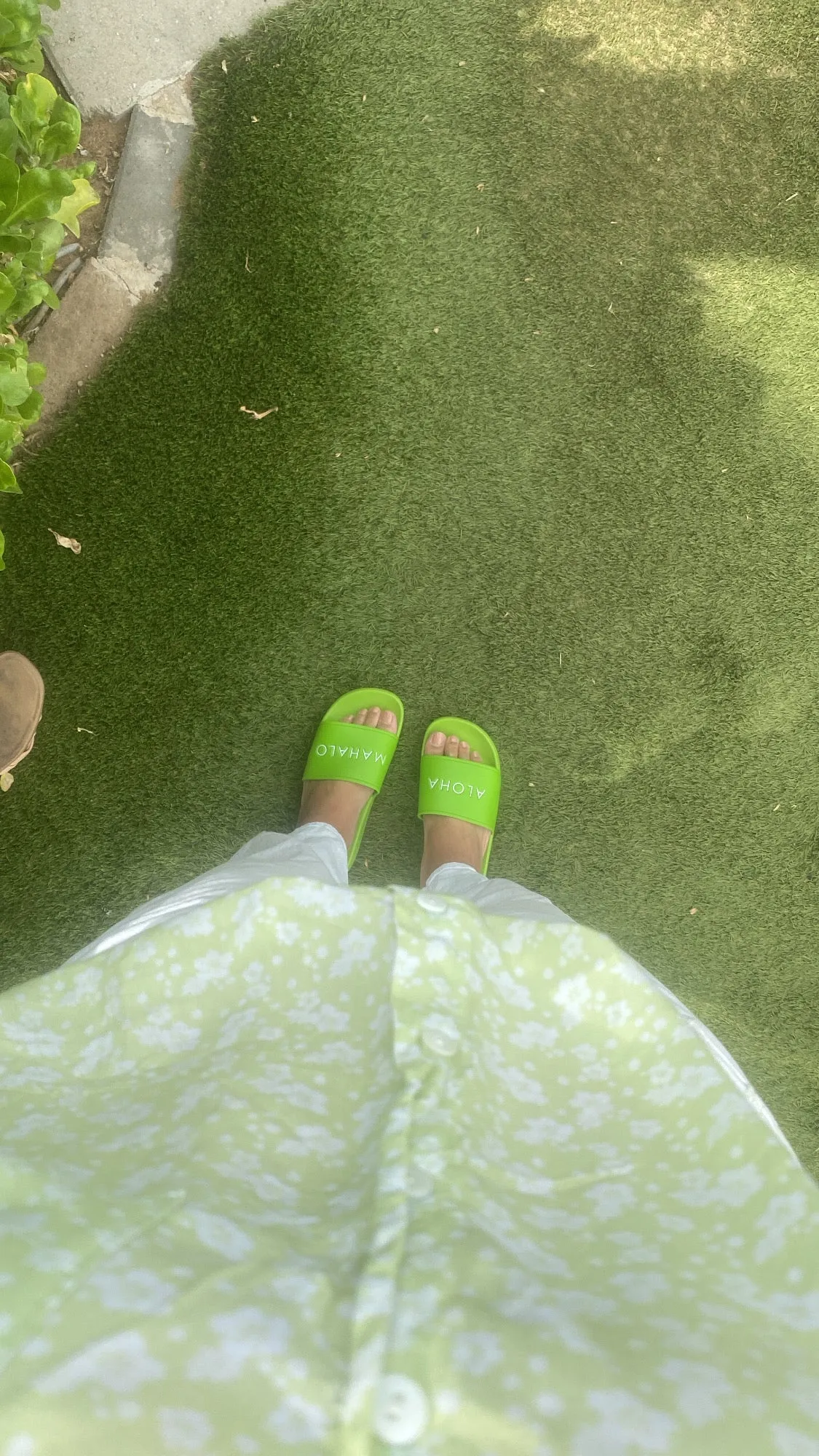 ALOHA MAHALO Slides | Neon Lime