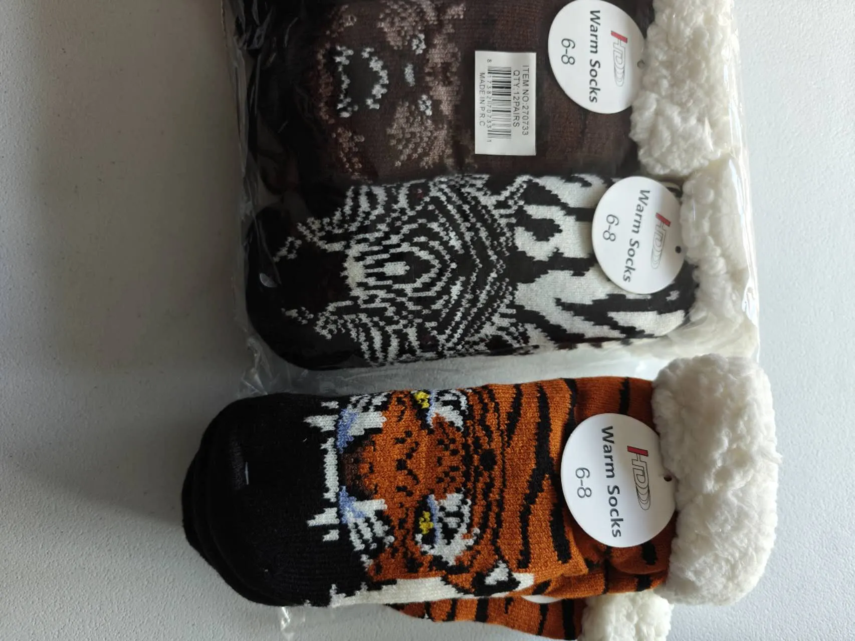 Animal Print Lined Socks