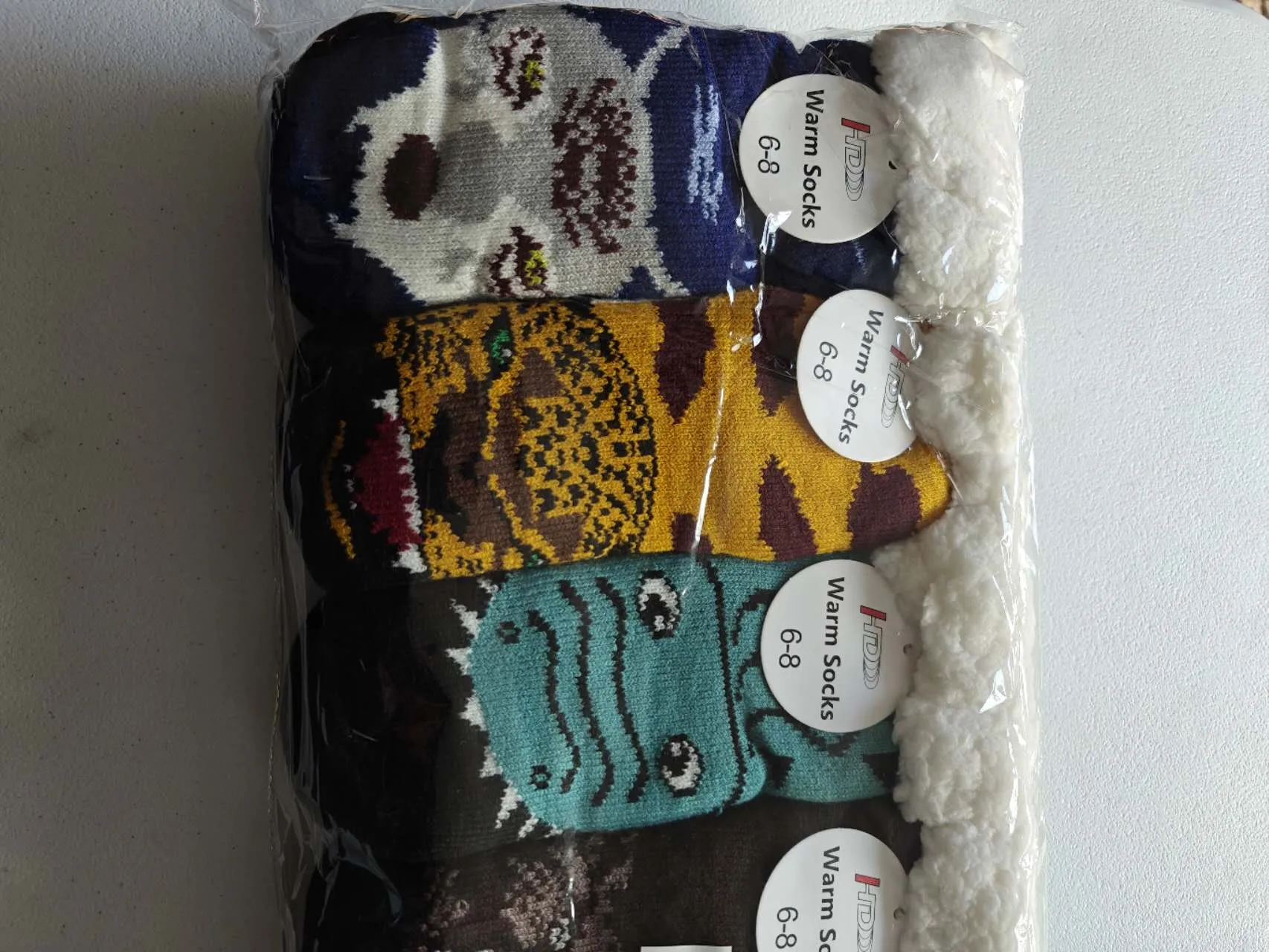 Animal Print Lined Socks