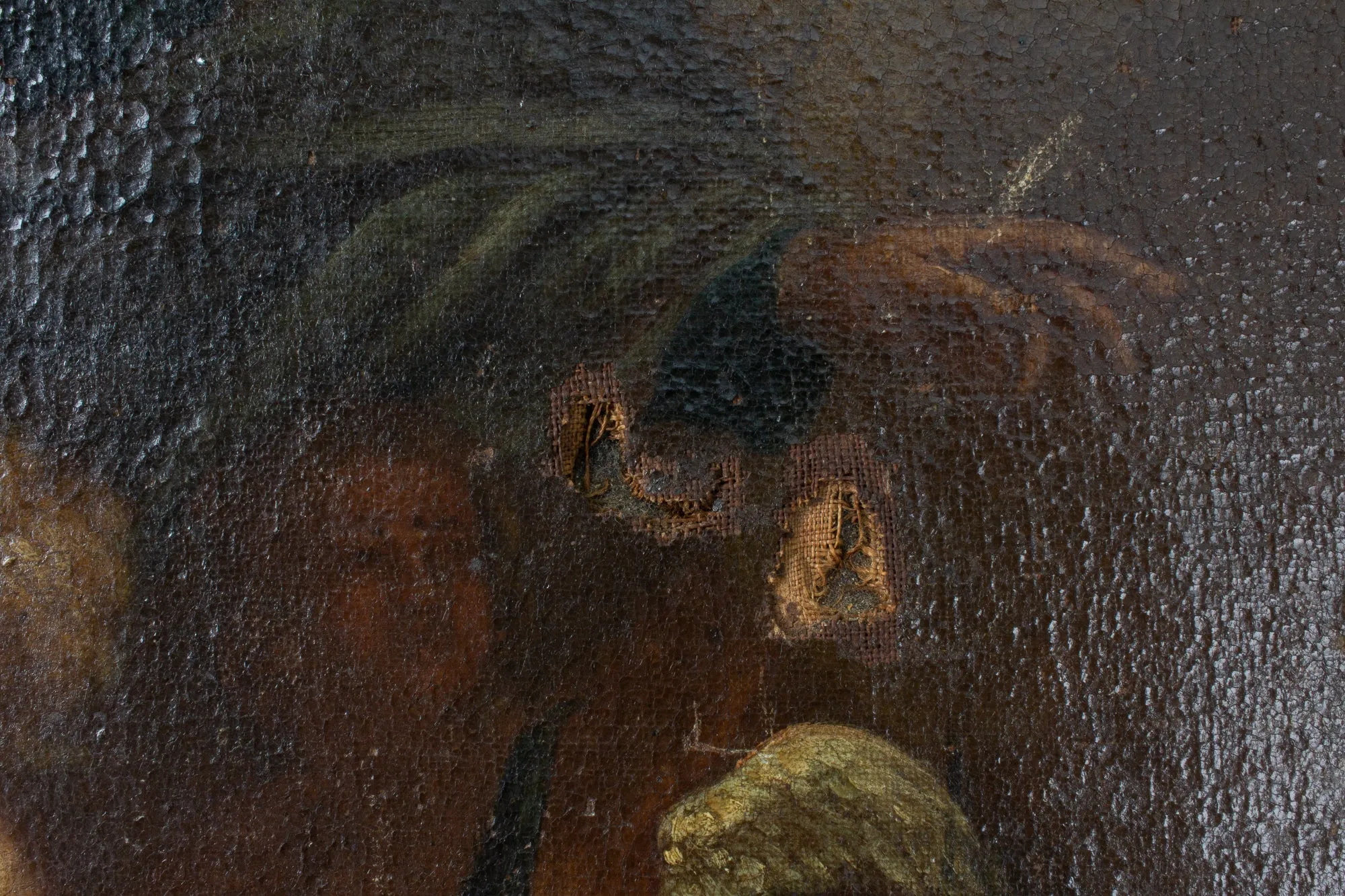 Antique French Religious Oil Painting - Unframed