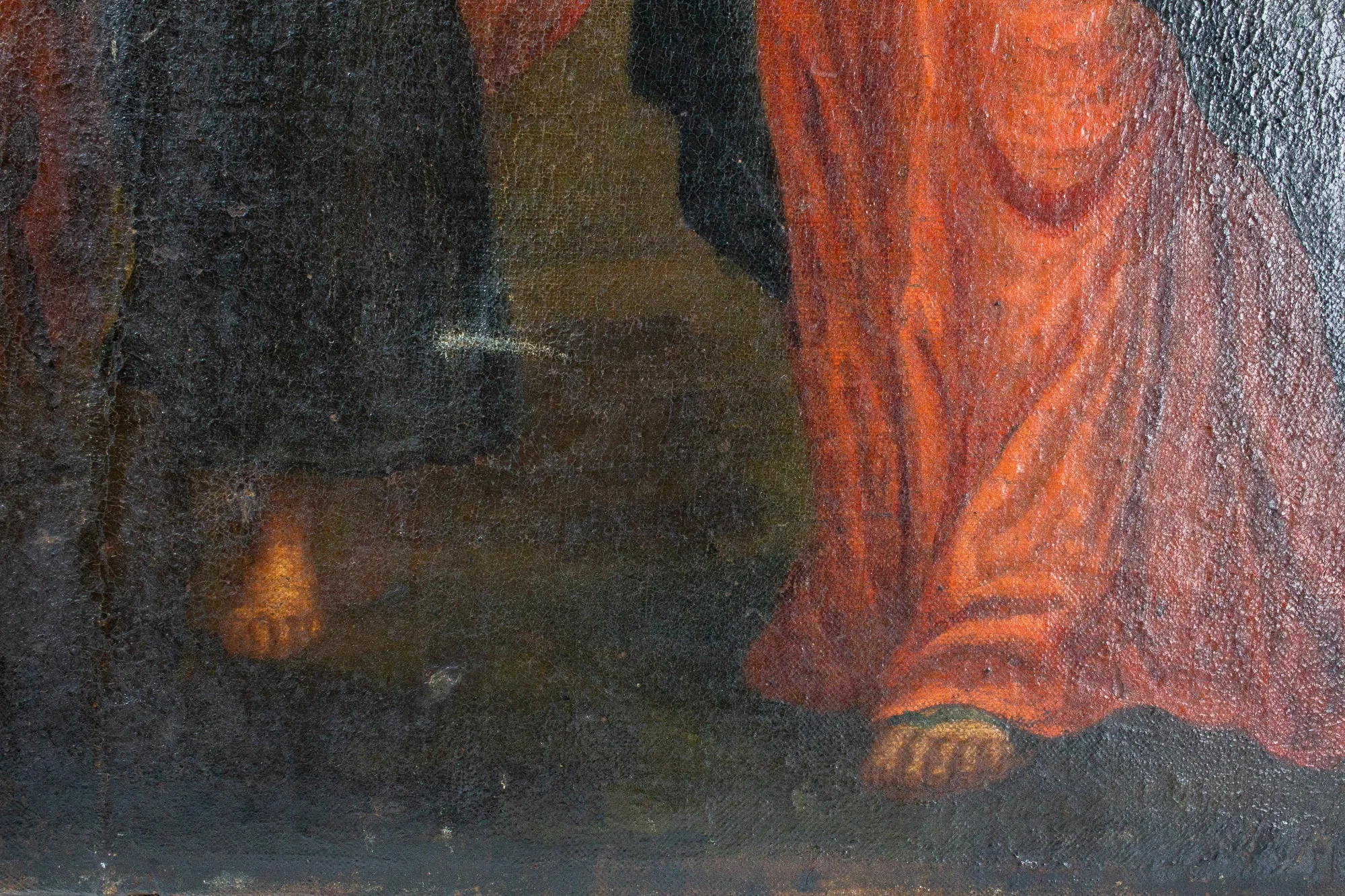 Antique French Religious Oil Painting - Unframed