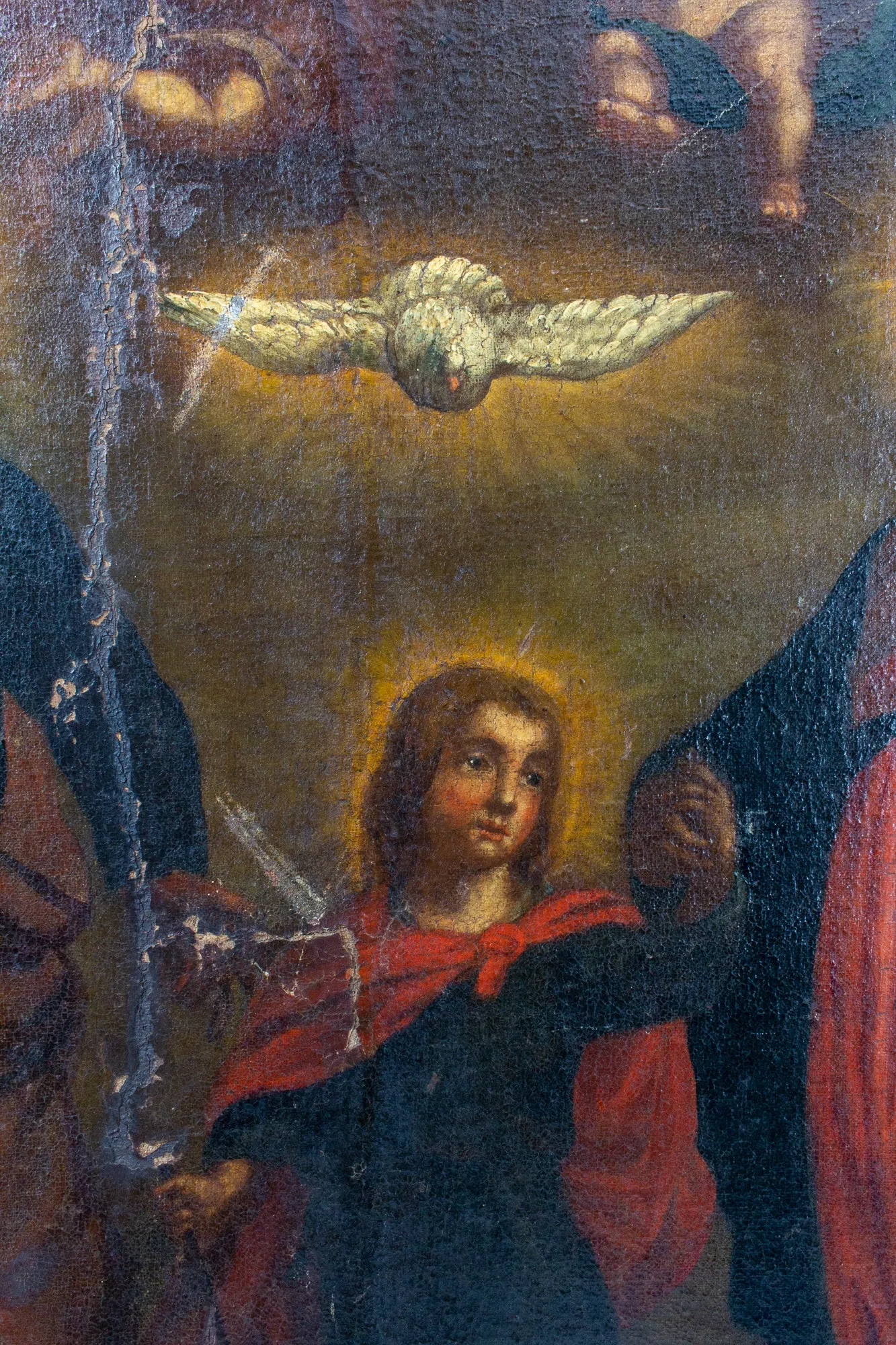 Antique French Religious Oil Painting - Unframed