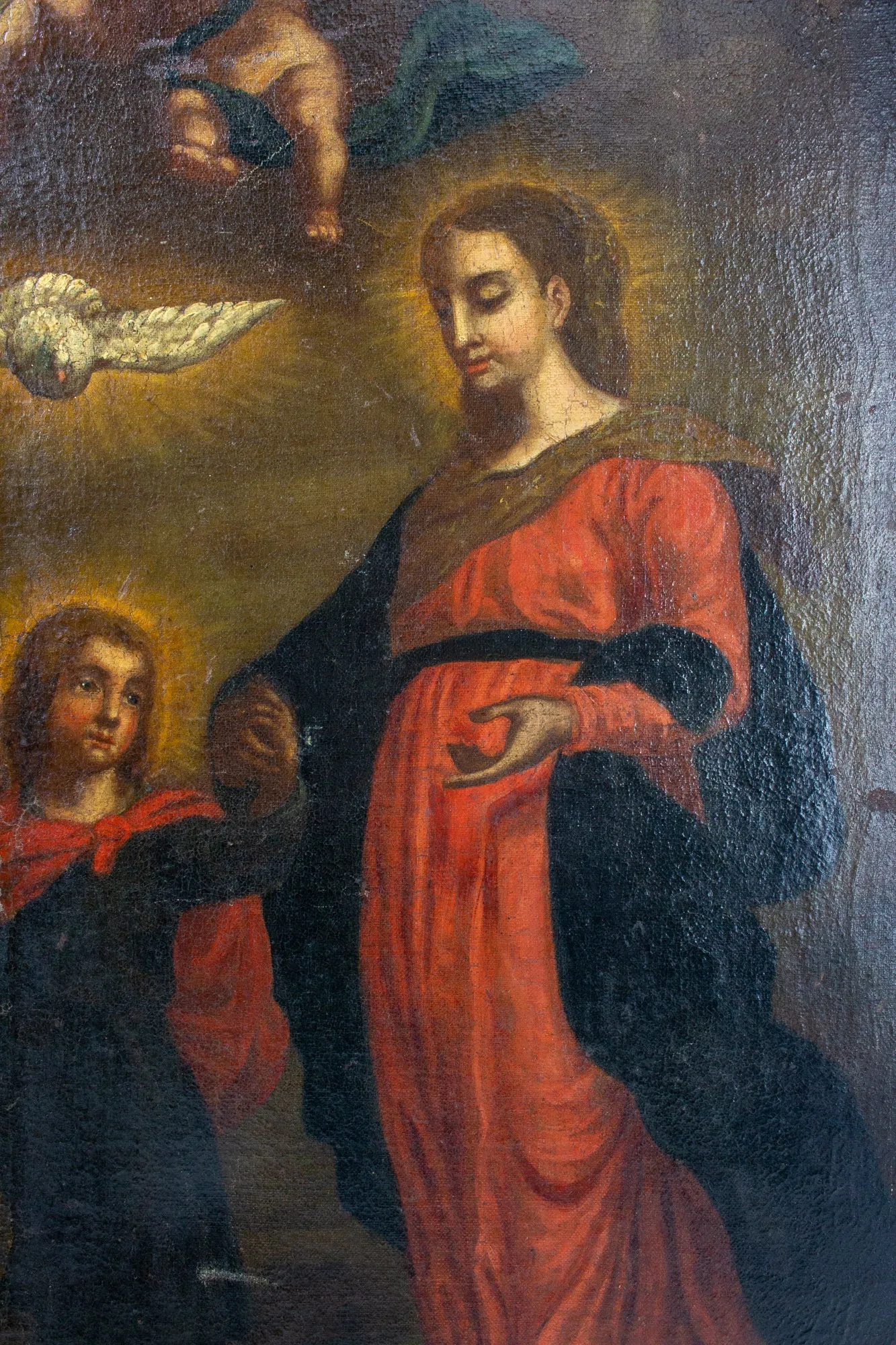 Antique French Religious Oil Painting - Unframed