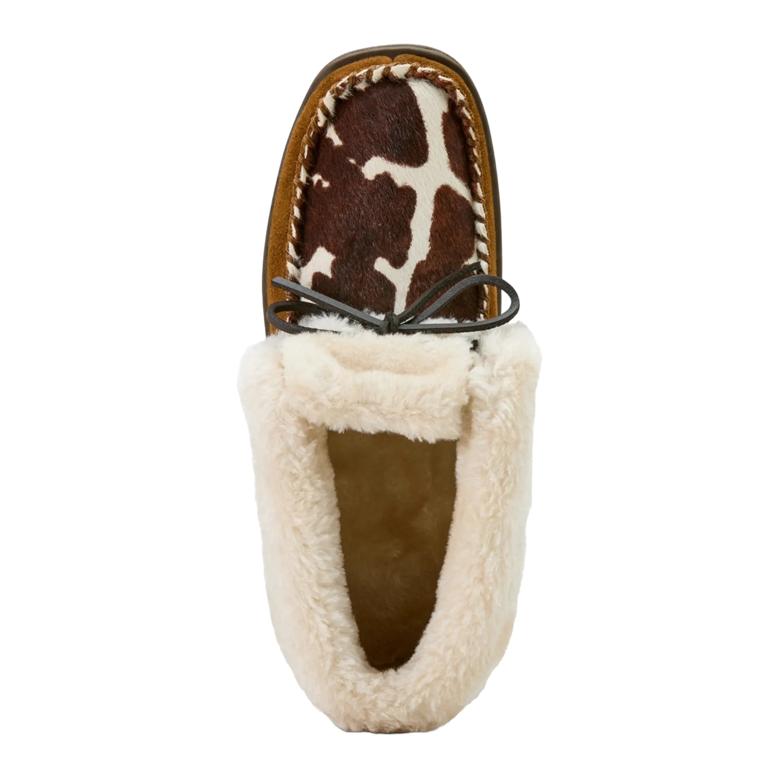 Ariat Ladies Dorothea Western Cow Print Brown Ankle Moccasin Slipper  AR4421-220