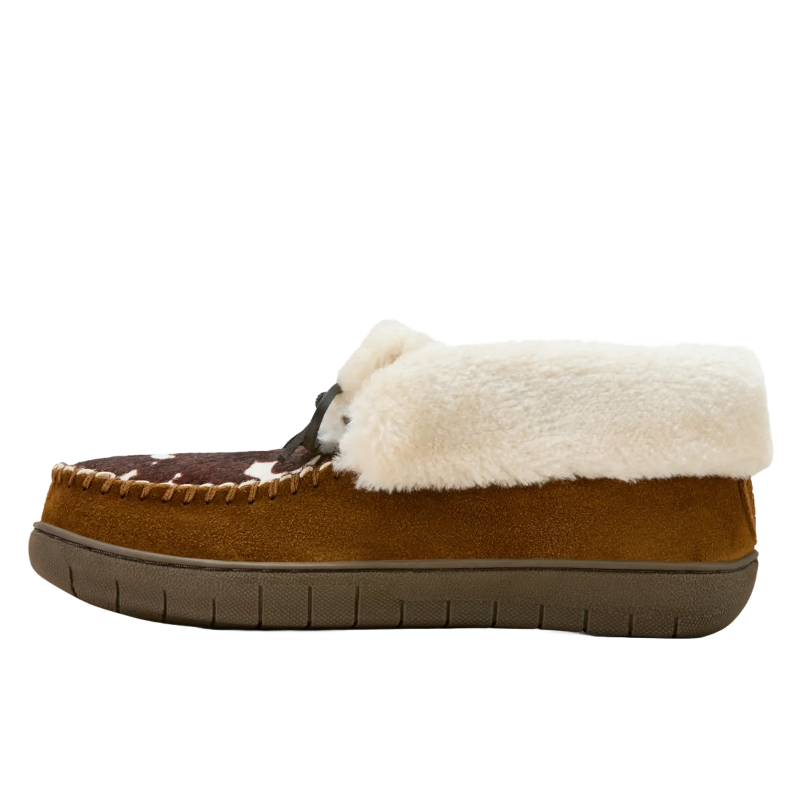 Ariat Ladies Dorothea Western Cow Print Brown Ankle Moccasin Slipper  AR4421-220