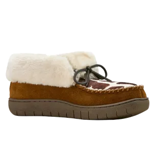 Ariat Ladies Dorothea Western Cow Print Brown Ankle Moccasin Slipper  AR4421-220