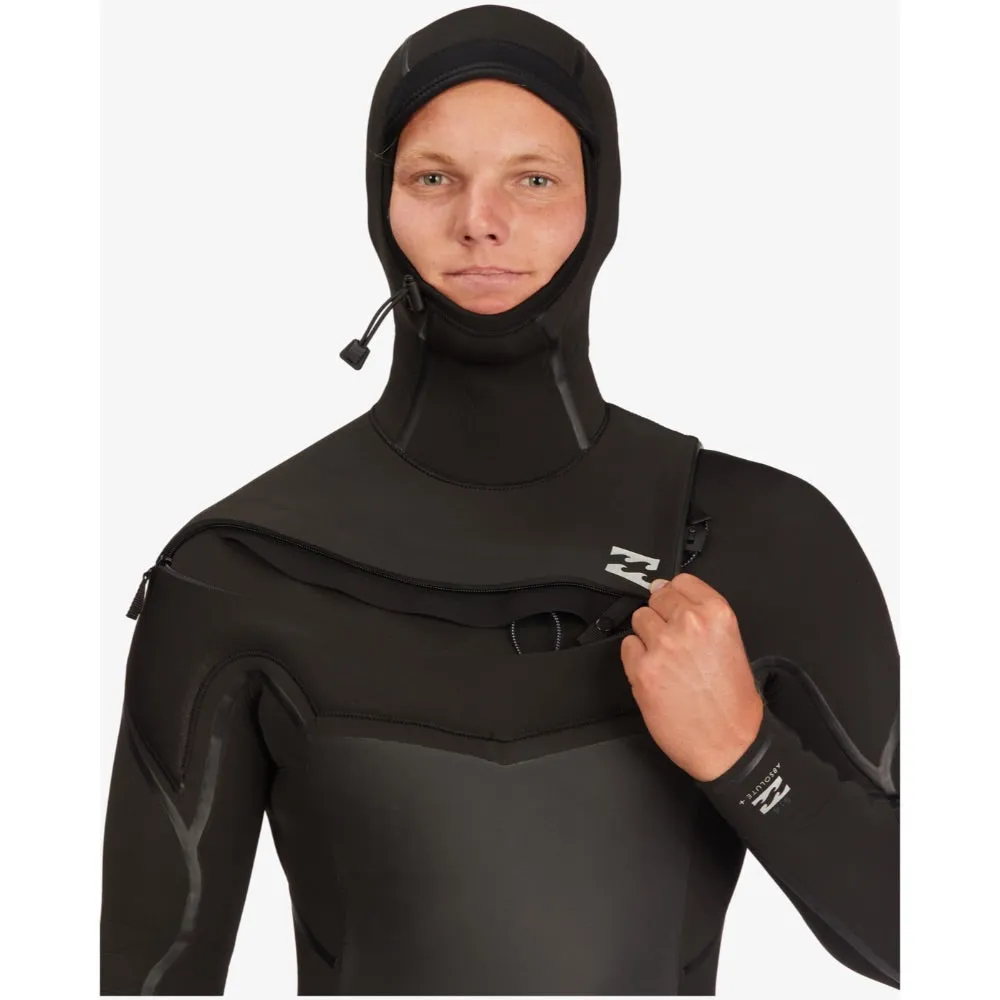 BILLABONG ABSOLUTE PLUS 5/4 CHEST ZIP HOODED BLACK
