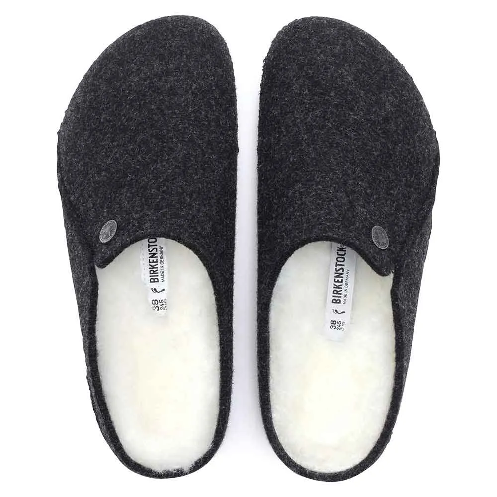 Birkenstock Zermatt Wool Felt Shearling Slippers for Men in Anthracite | 1015090