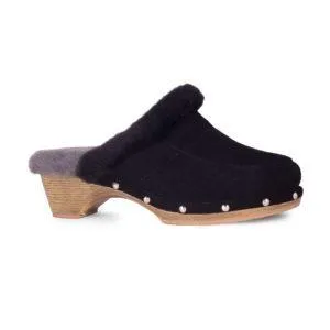 Black Monica Clog Sheepskin Slipper by CLOUD NINE / RJS - Shoe Size Women 5-6-7-8-9-10-11