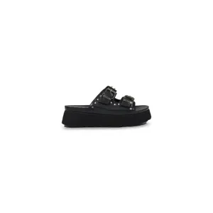 Black Platform Sandal with Studded Straps