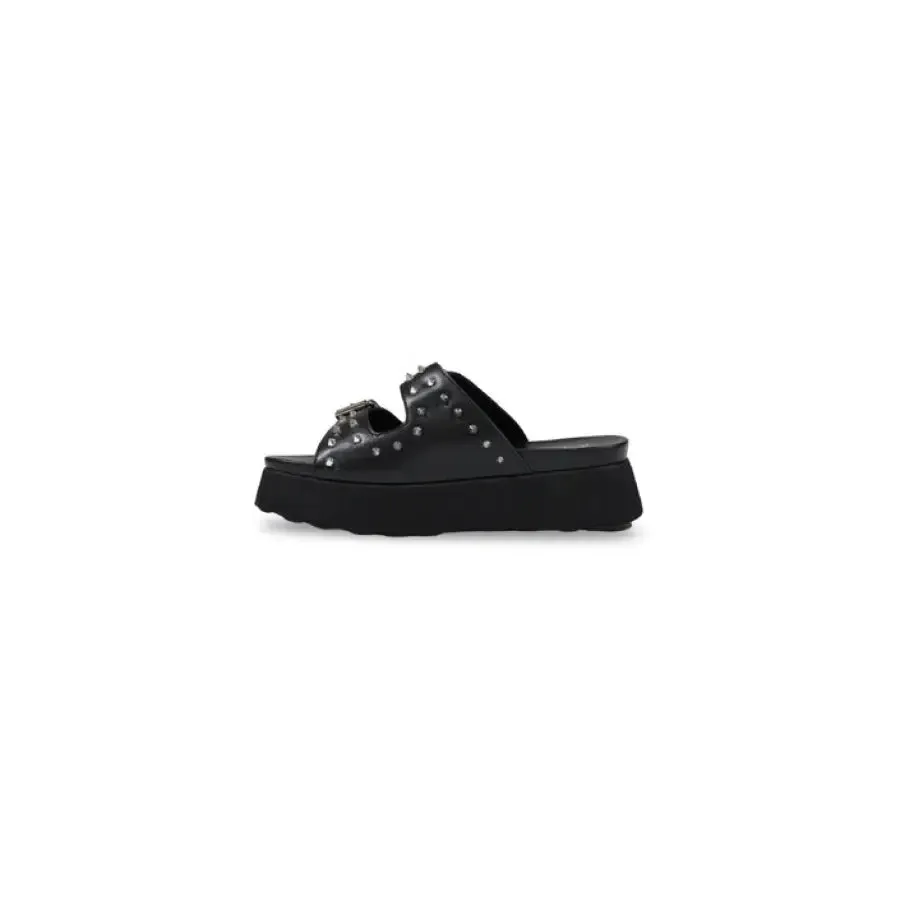 Black Platform Sandal with Studded Straps