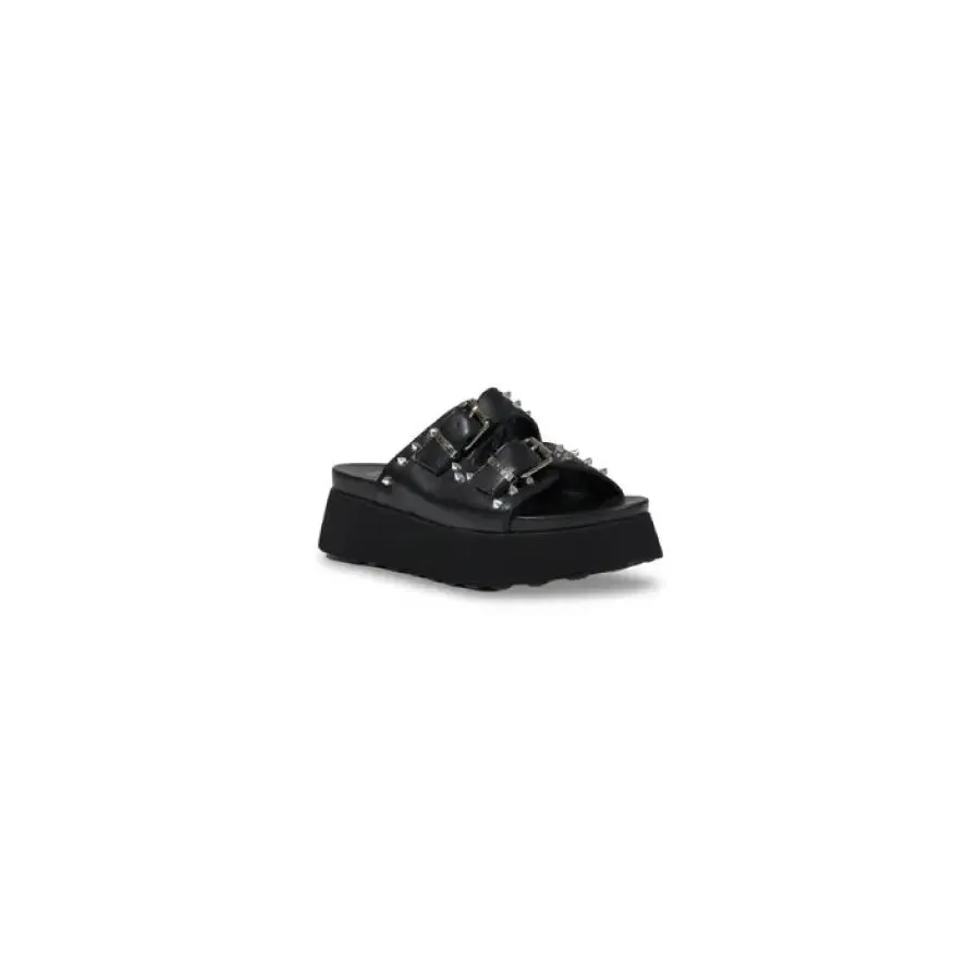 Black Platform Sandal with Studded Straps
