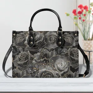 Black Roses Purse Luxury Womens Vegan Leather Handbag Goth