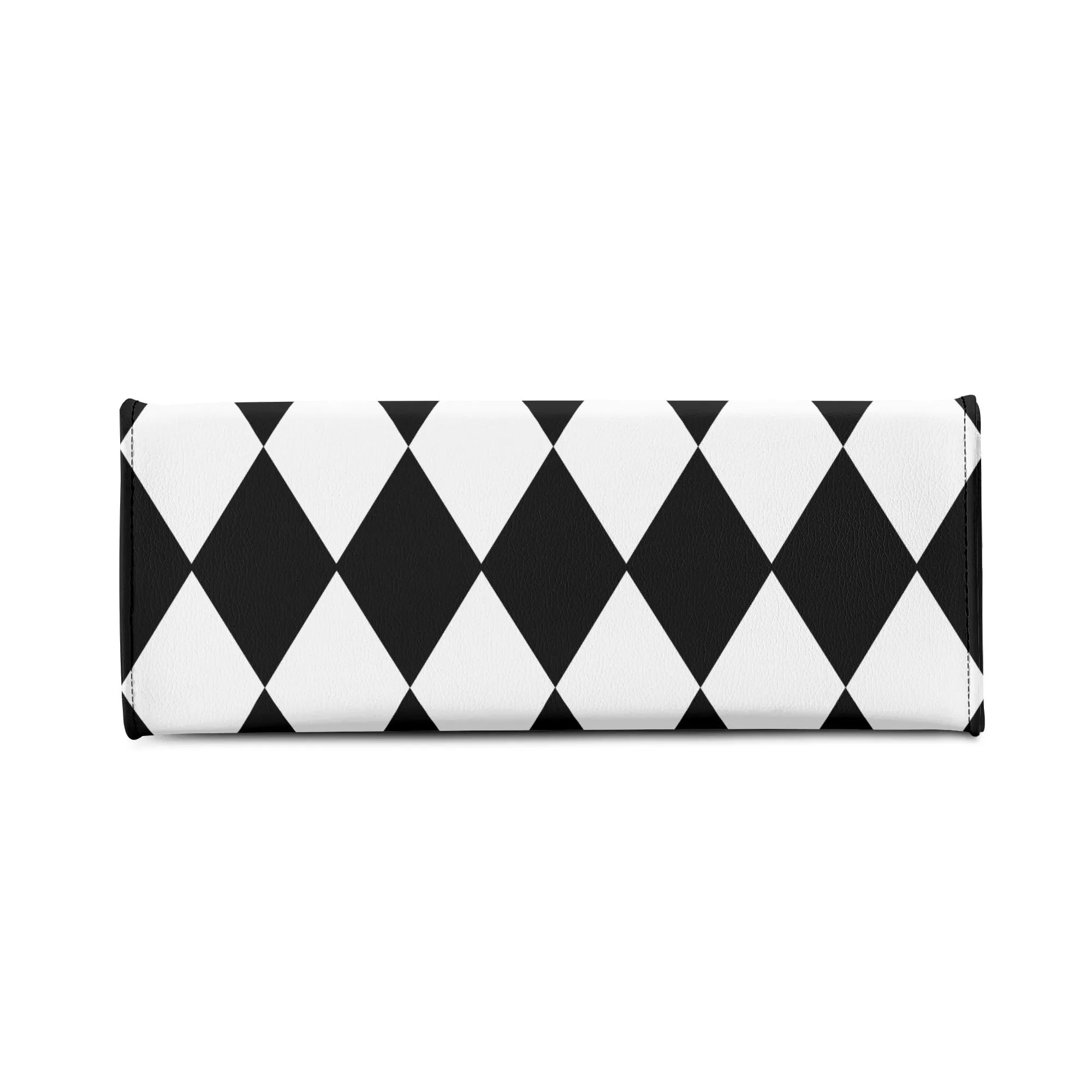 Black White Harlequin Diamonds Purse Luxury Womens Vegan Leather Handbag