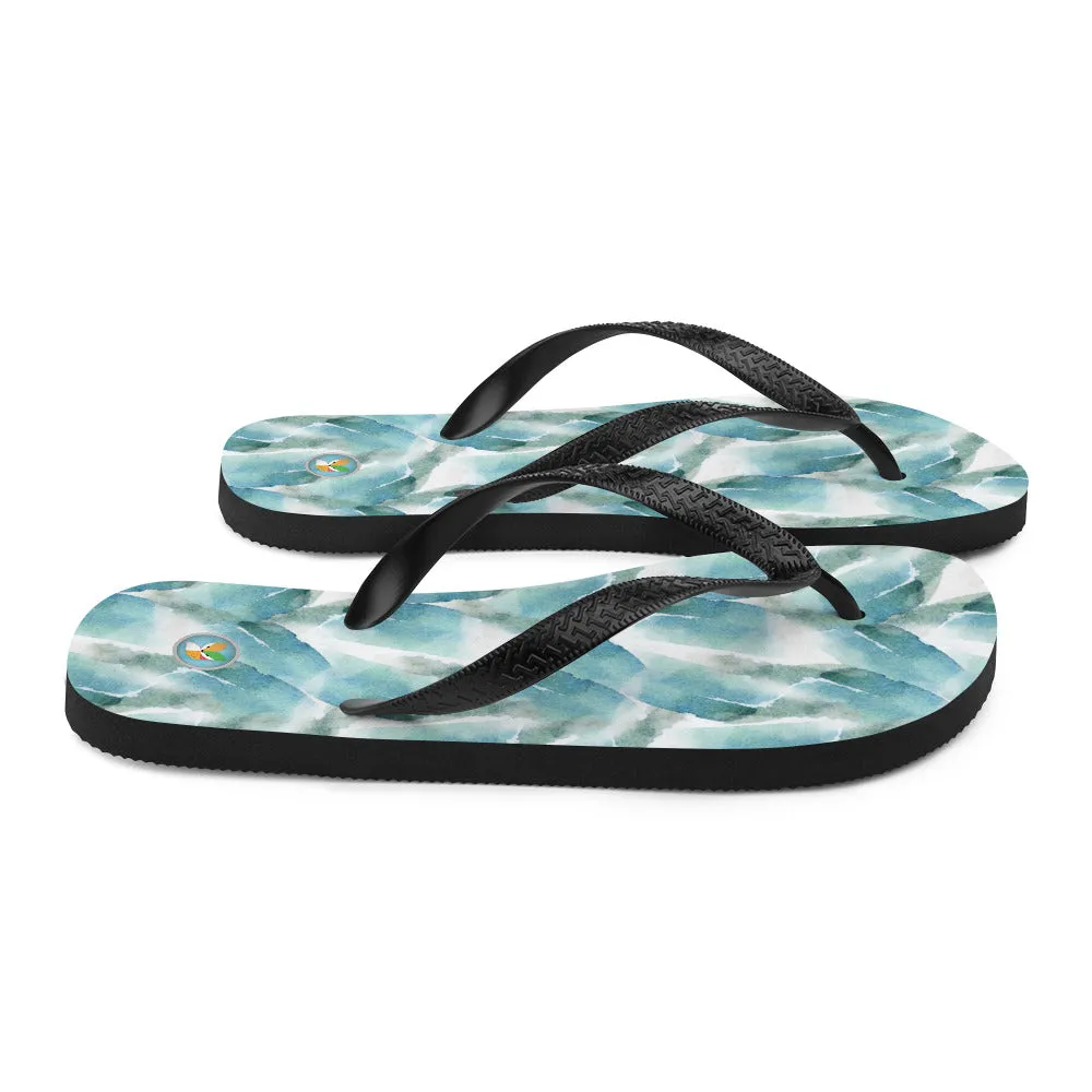 Blue and Green Watercolor Strokes - Flip-Flops