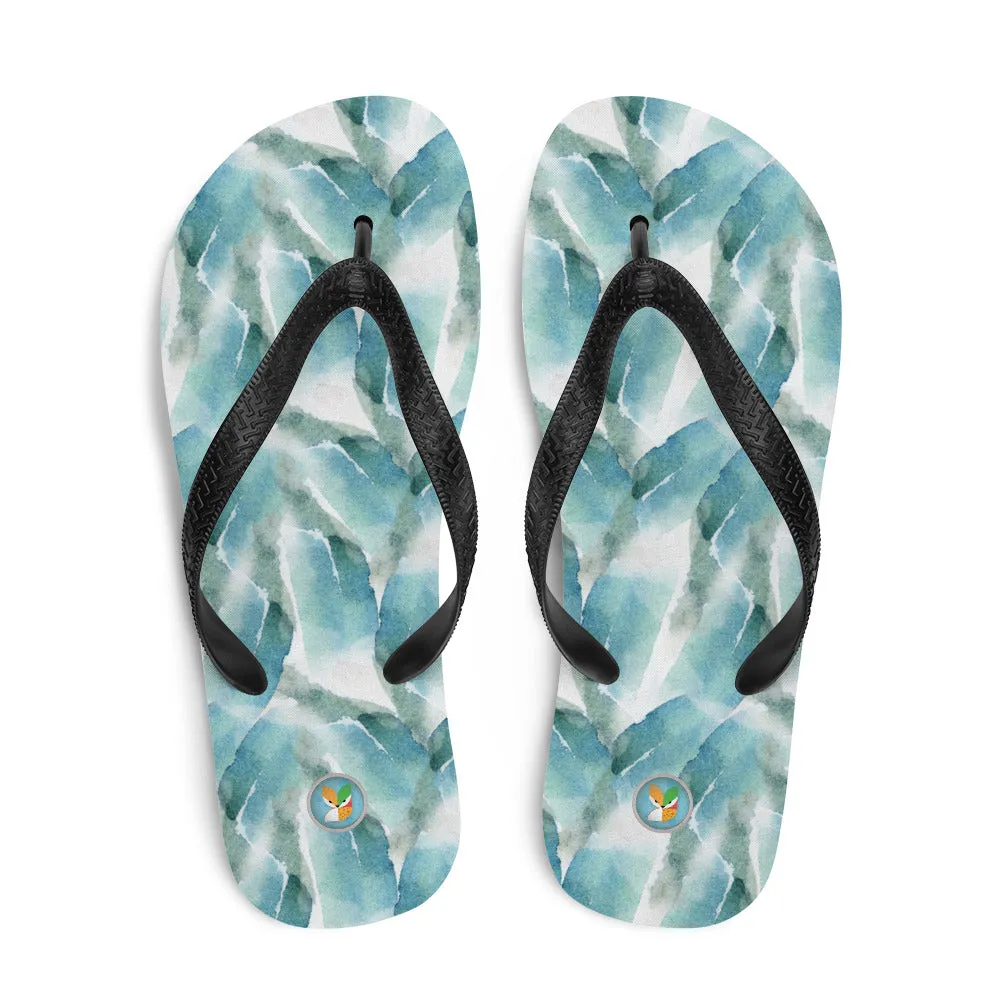 Blue and Green Watercolor Strokes - Flip-Flops