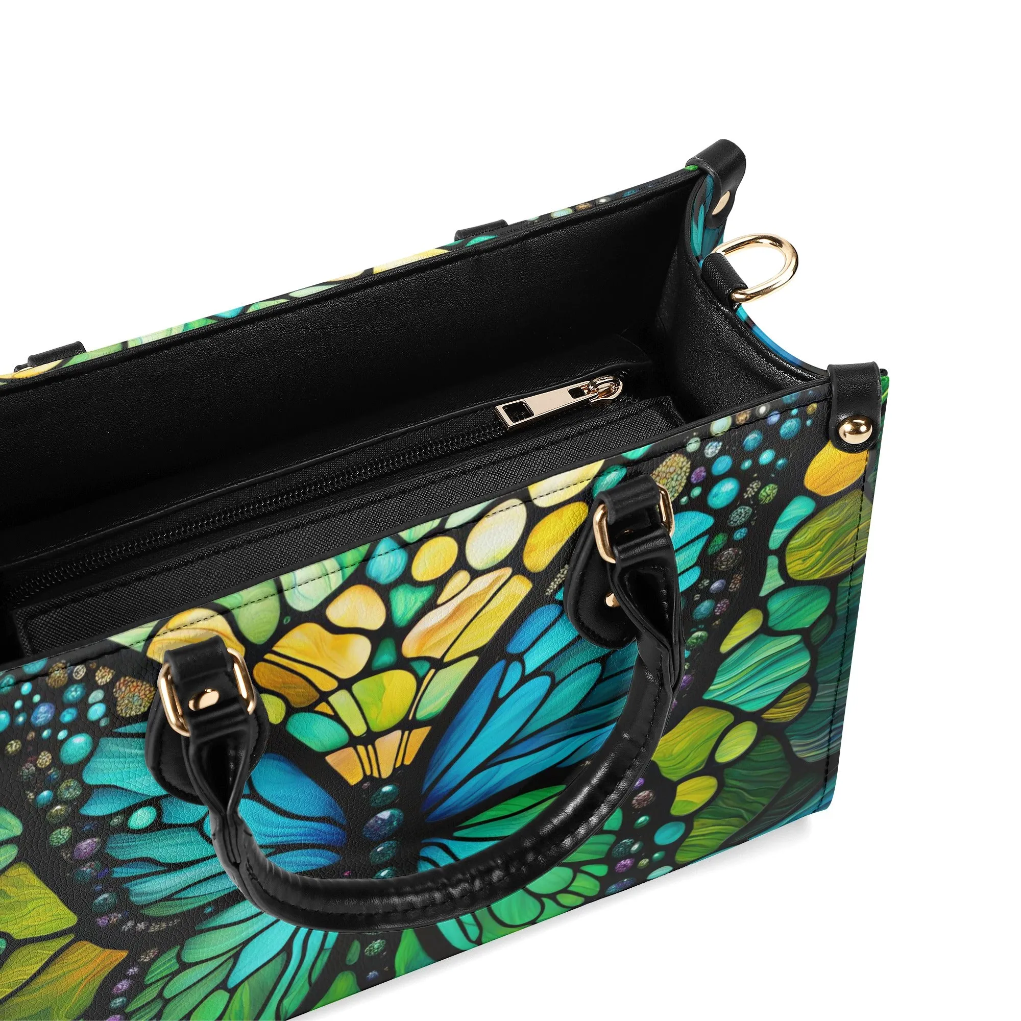 Blue Butterfly Luxury Womens Vegan Leather Handbag