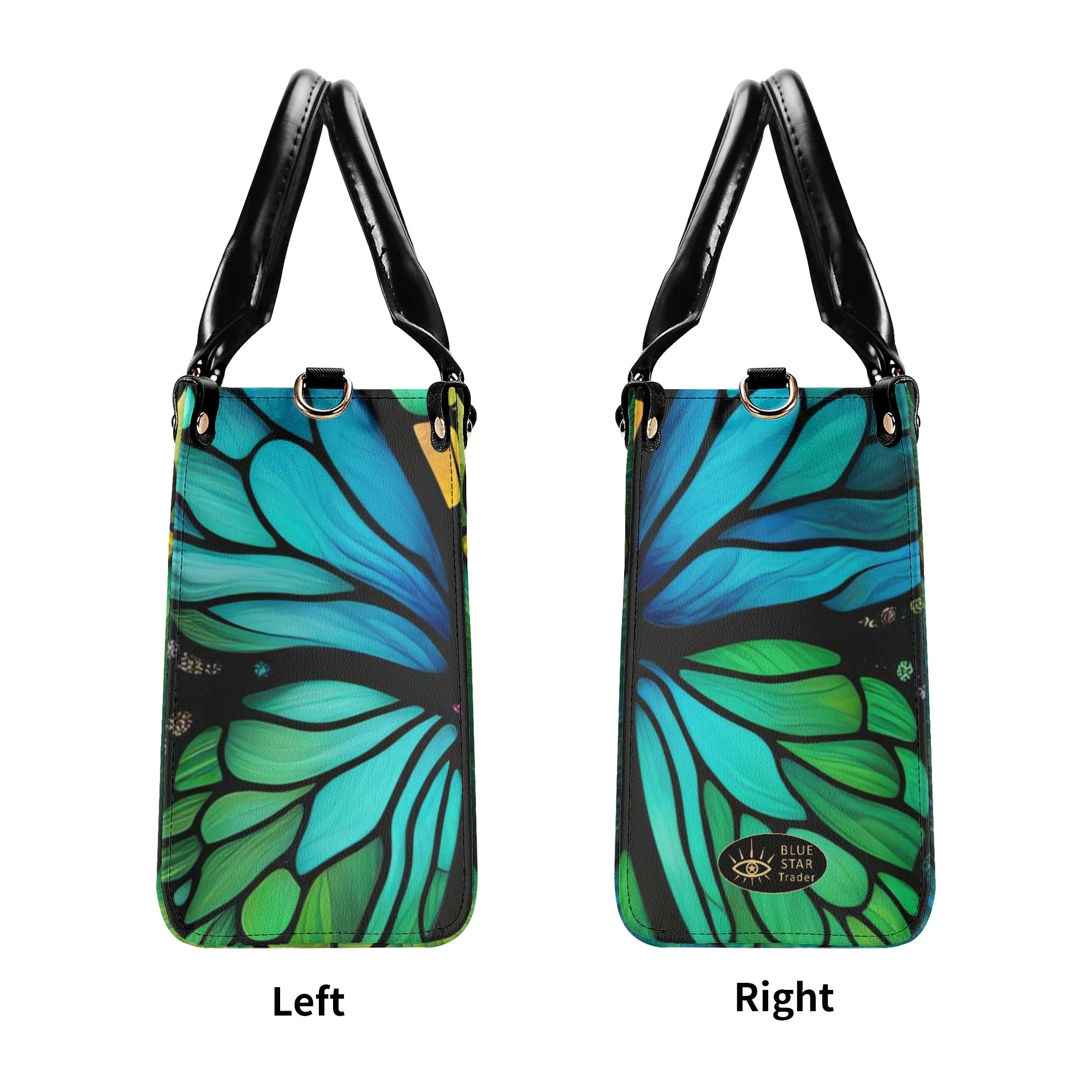 Blue Butterfly Luxury Womens Vegan Leather Handbag