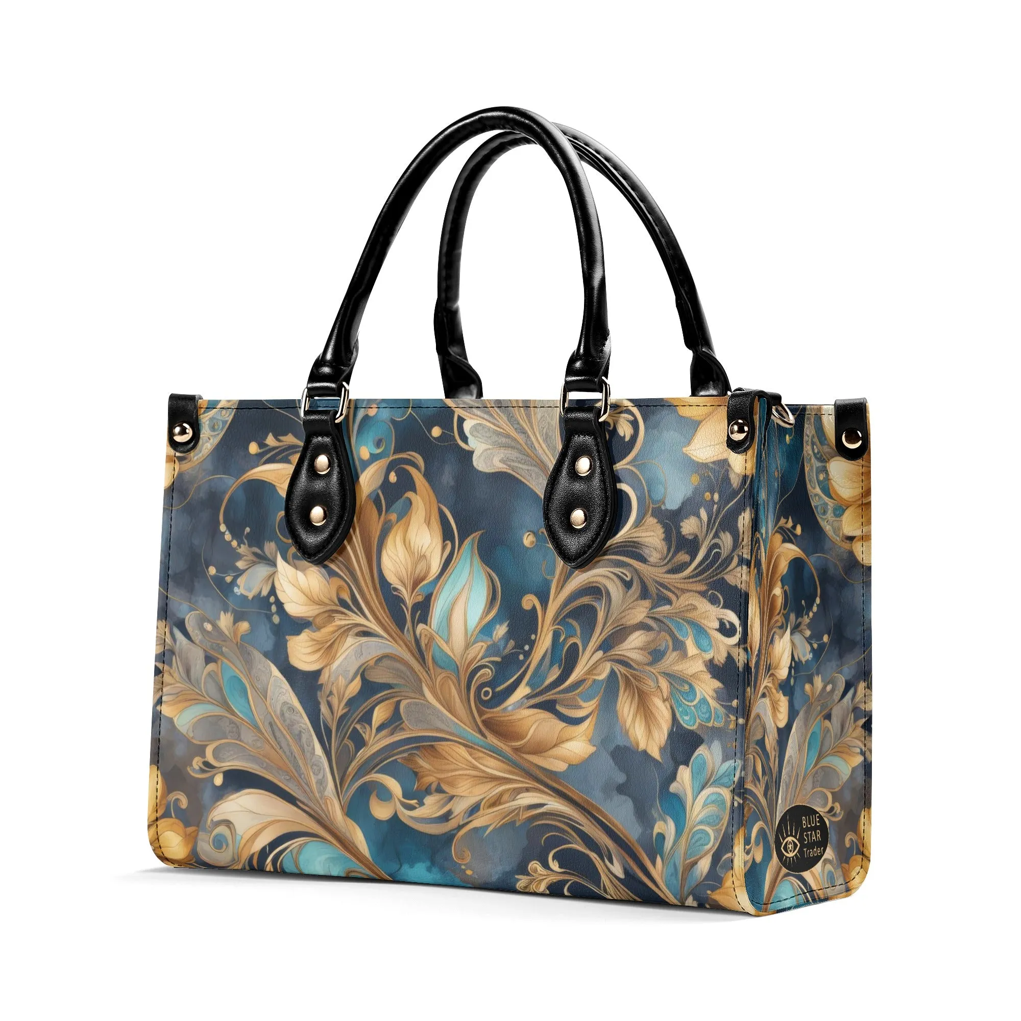 Blue Paisley Luxury Womens Vegan Leather Handbag