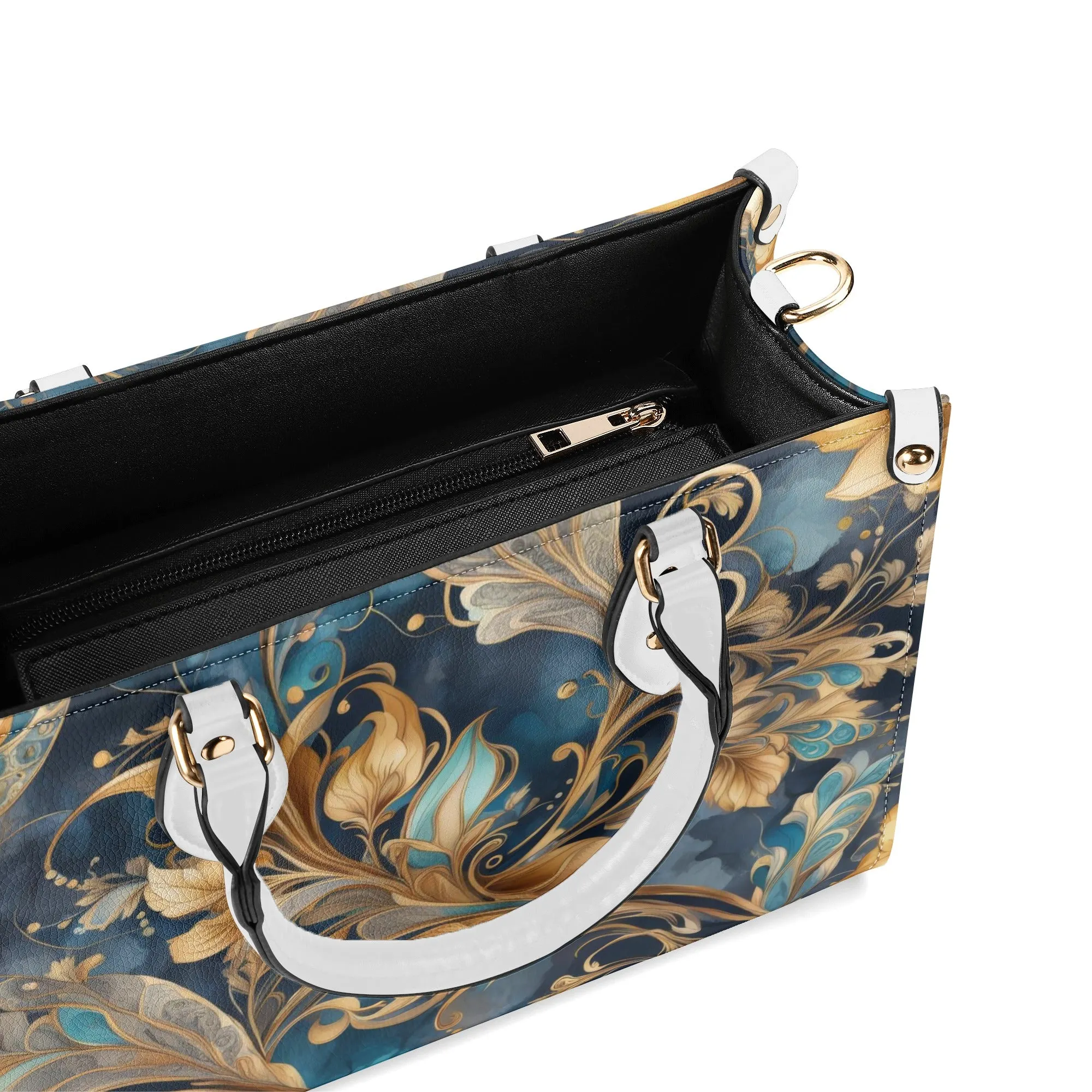 Blue Paisley Luxury Womens Vegan Leather Handbag