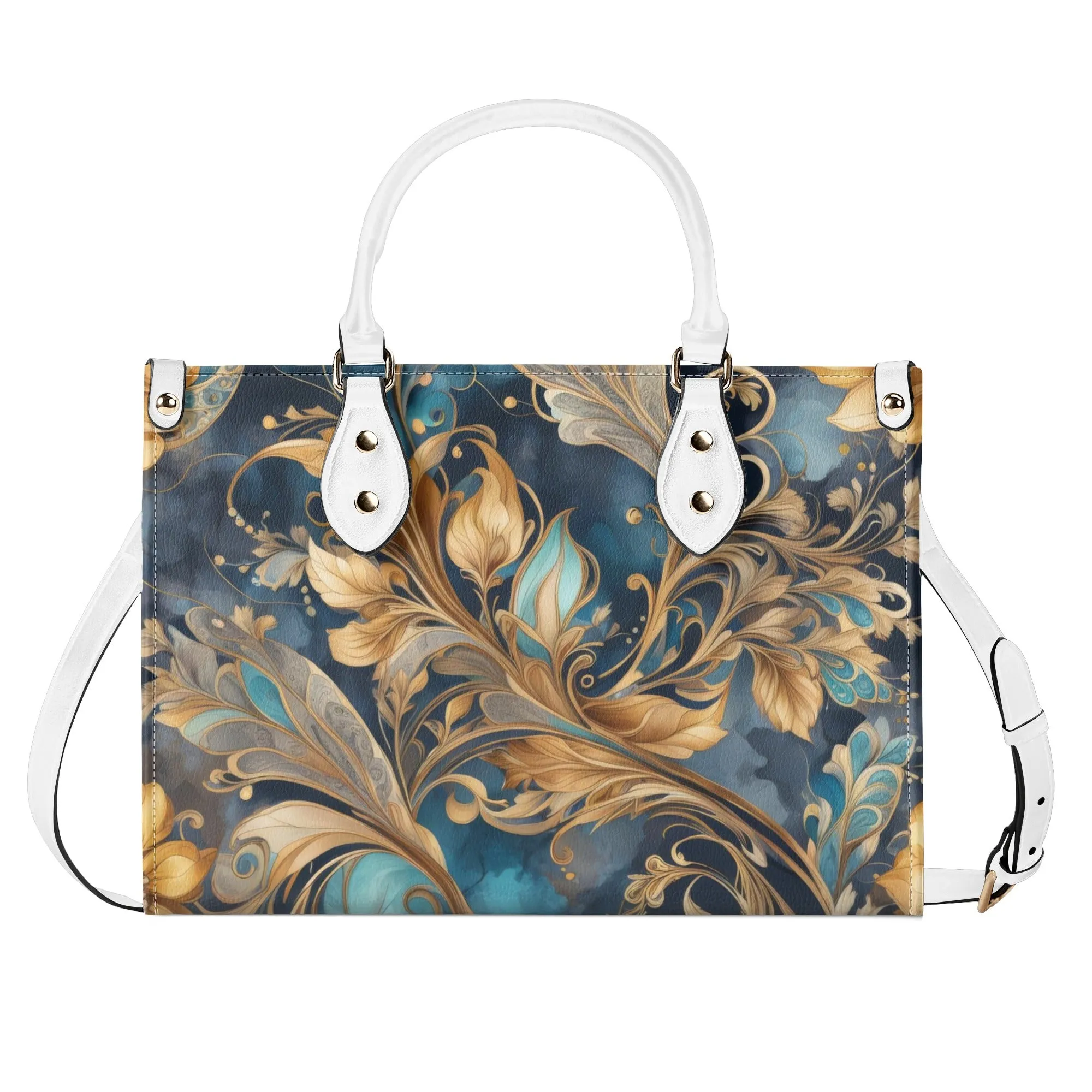 Blue Paisley Luxury Womens Vegan Leather Handbag