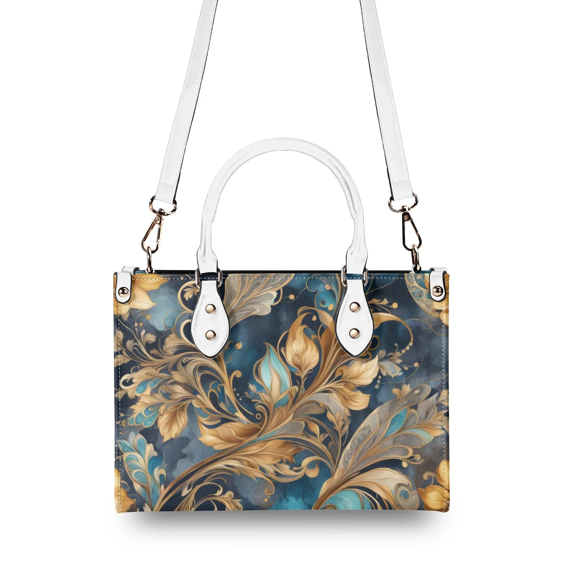 Blue Paisley Luxury Womens Vegan Leather Handbag