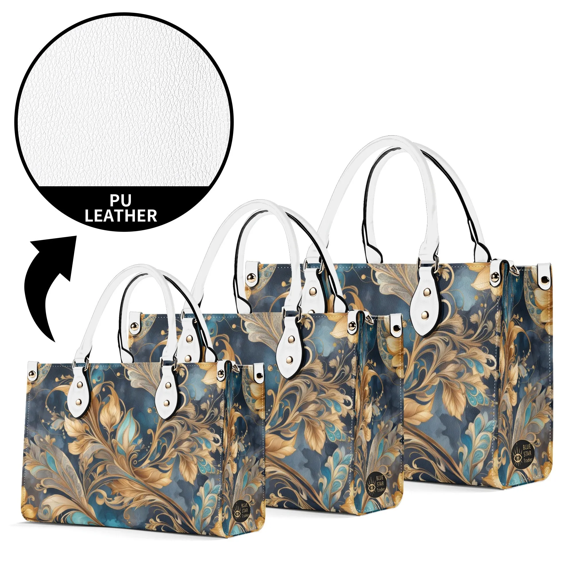 Blue Paisley Luxury Womens Vegan Leather Handbag