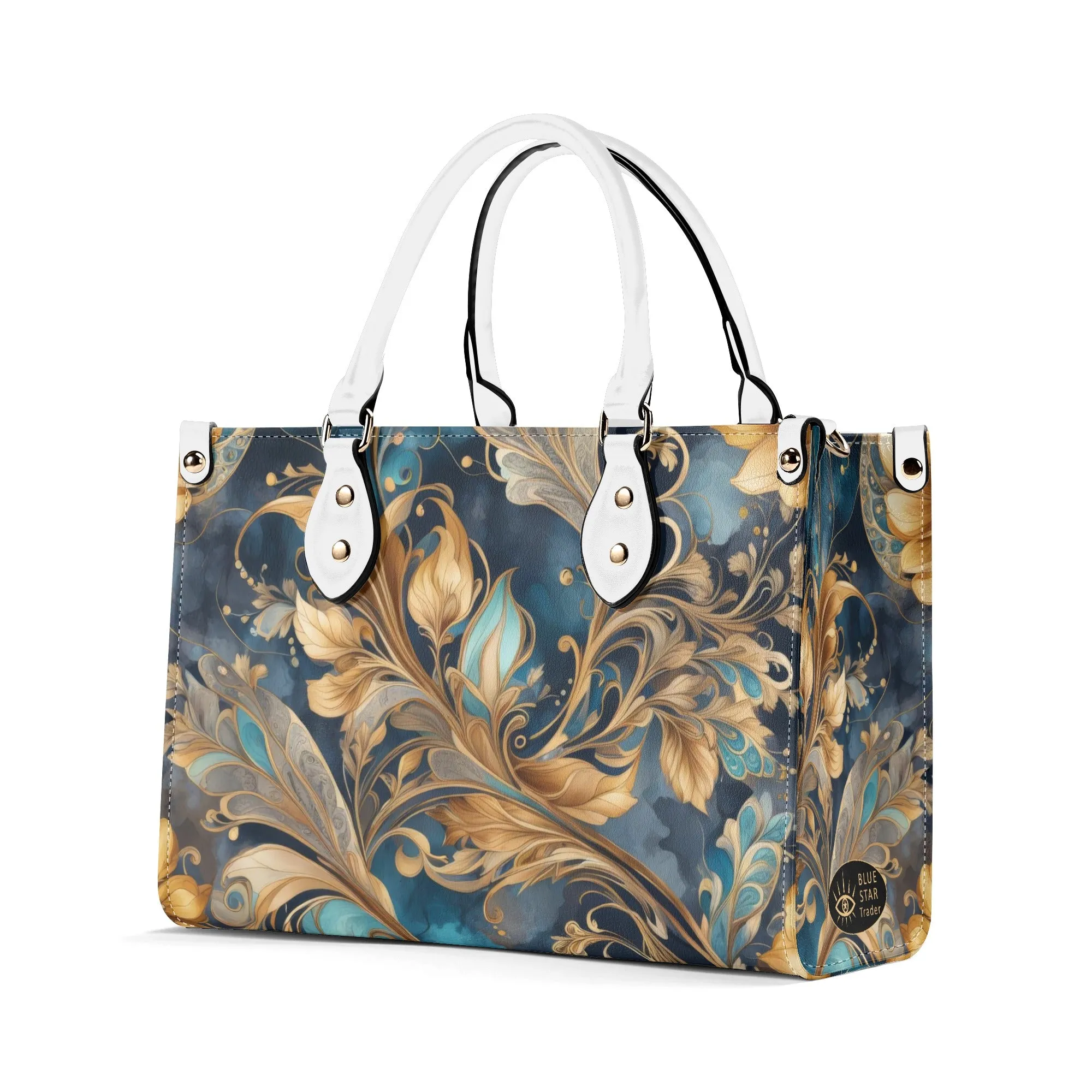 Blue Paisley Luxury Womens Vegan Leather Handbag