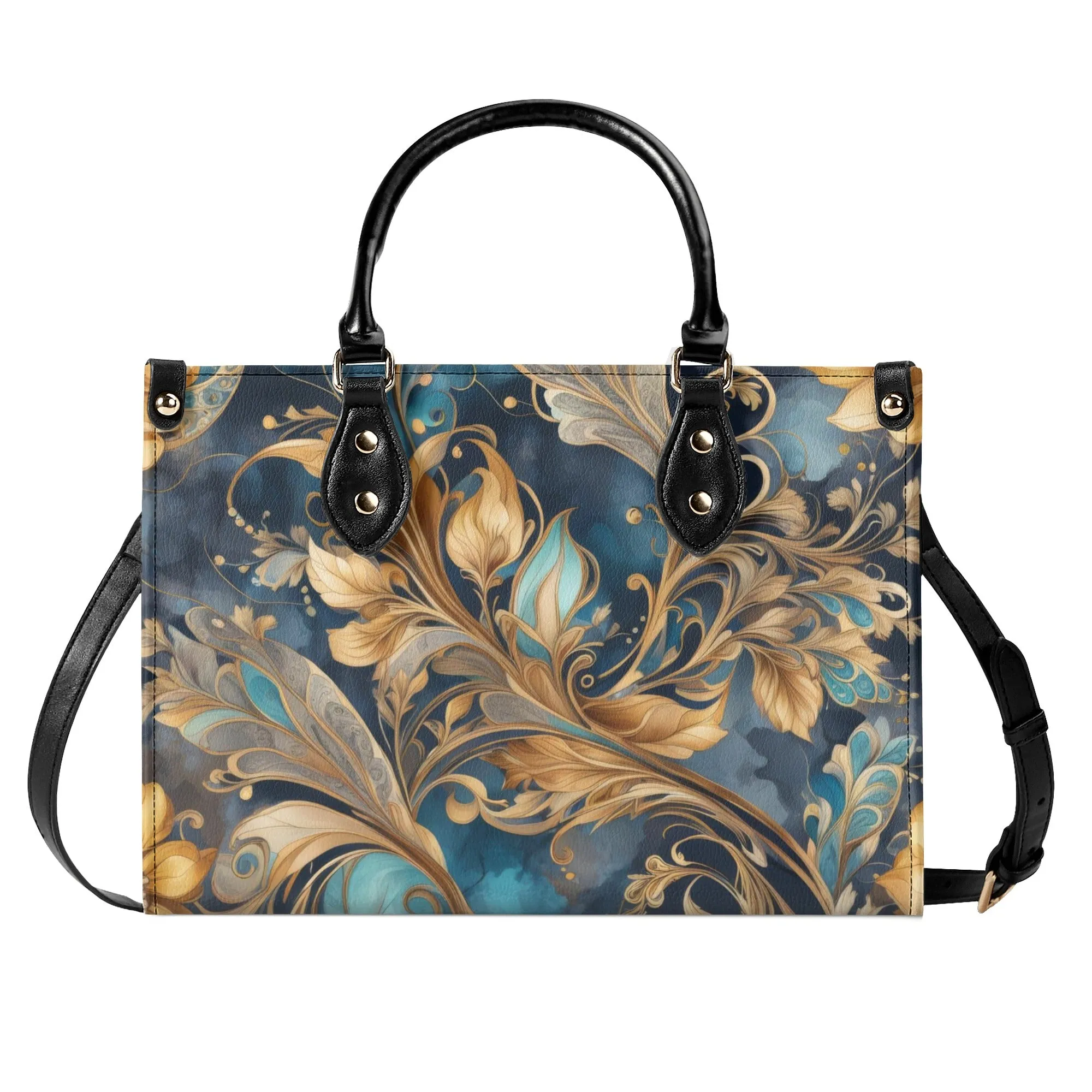 Blue Paisley Luxury Womens Vegan Leather Handbag
