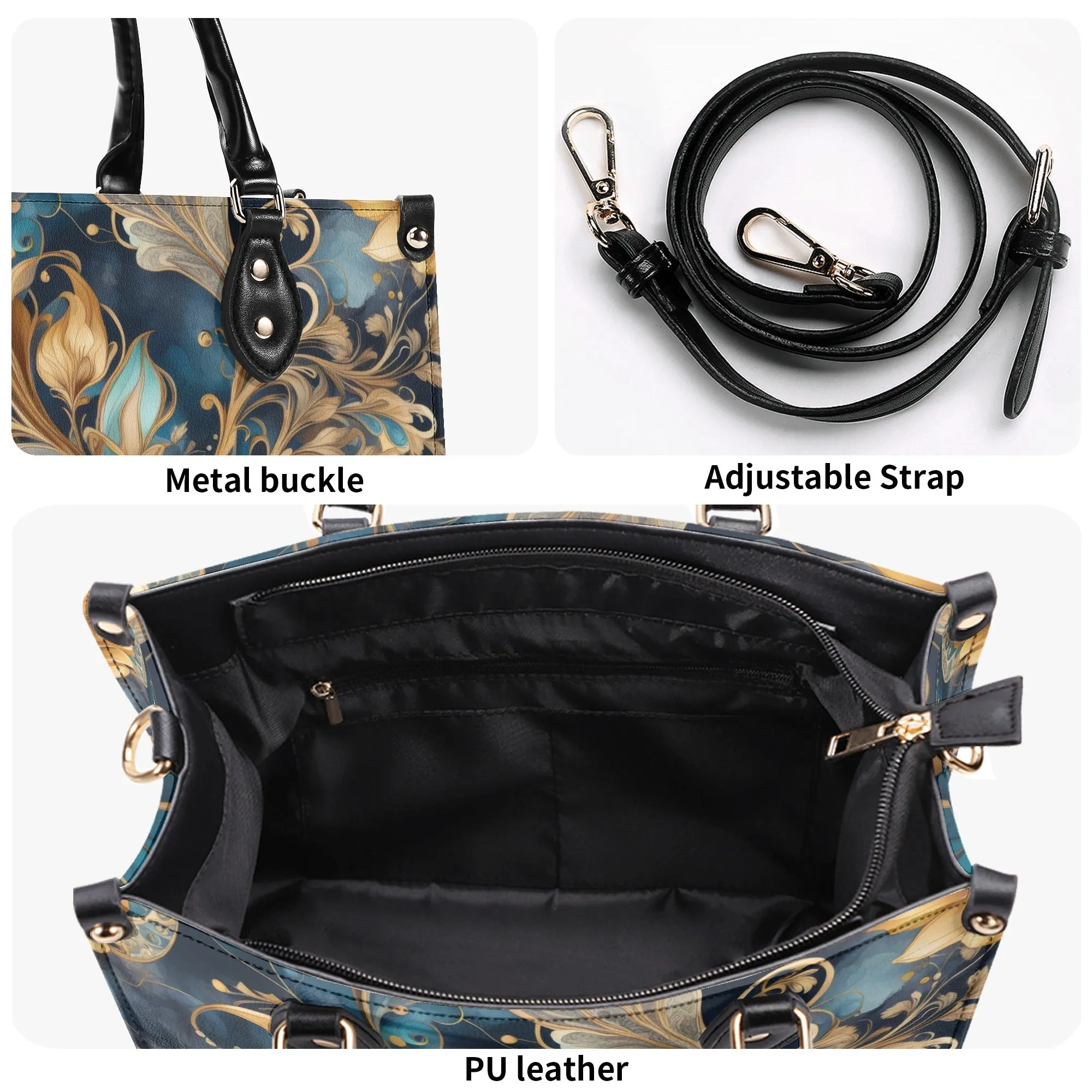 Blue Paisley Luxury Womens Vegan Leather Handbag