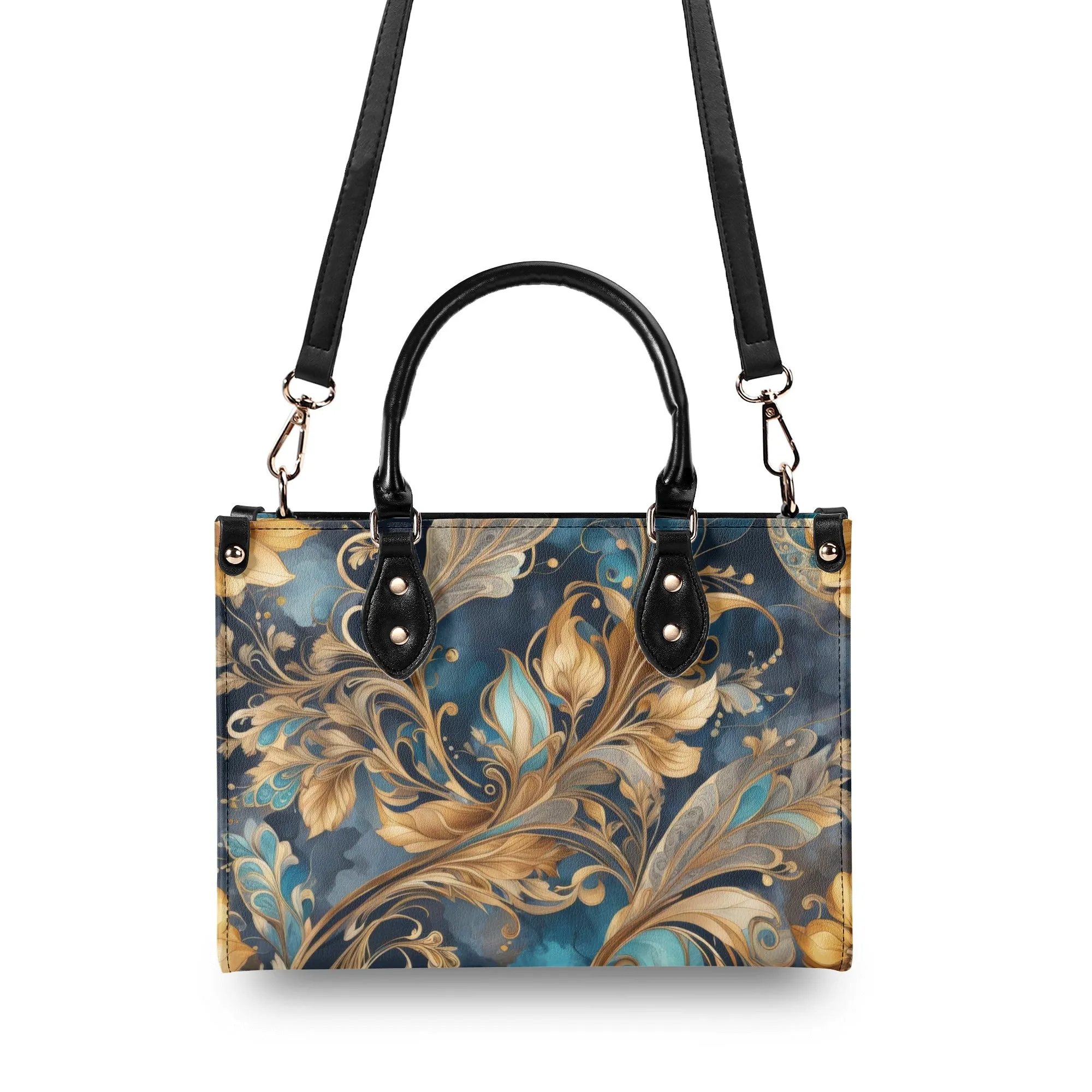 Blue Paisley Luxury Womens Vegan Leather Handbag