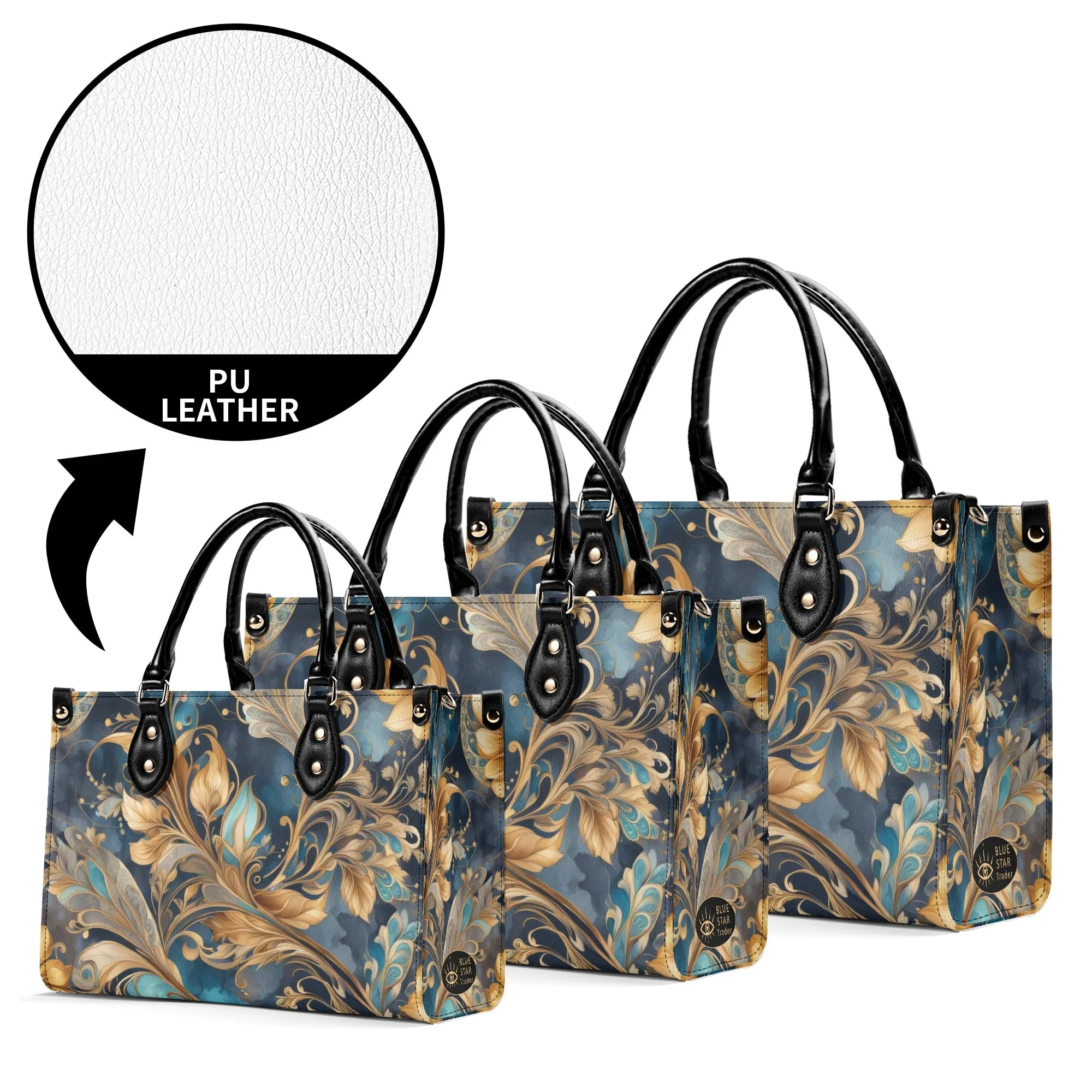 Blue Paisley Luxury Womens Vegan Leather Handbag