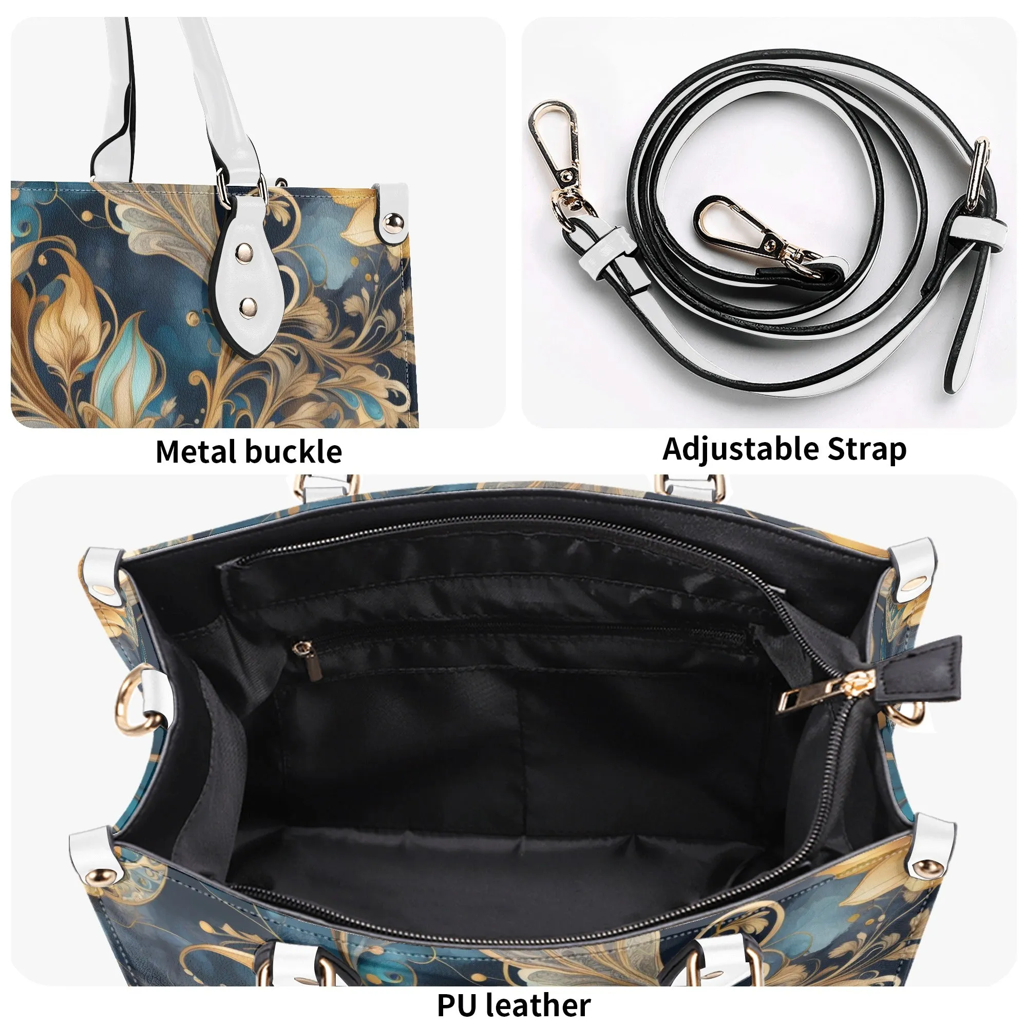 Blue Paisley Luxury Womens Vegan Leather Handbag