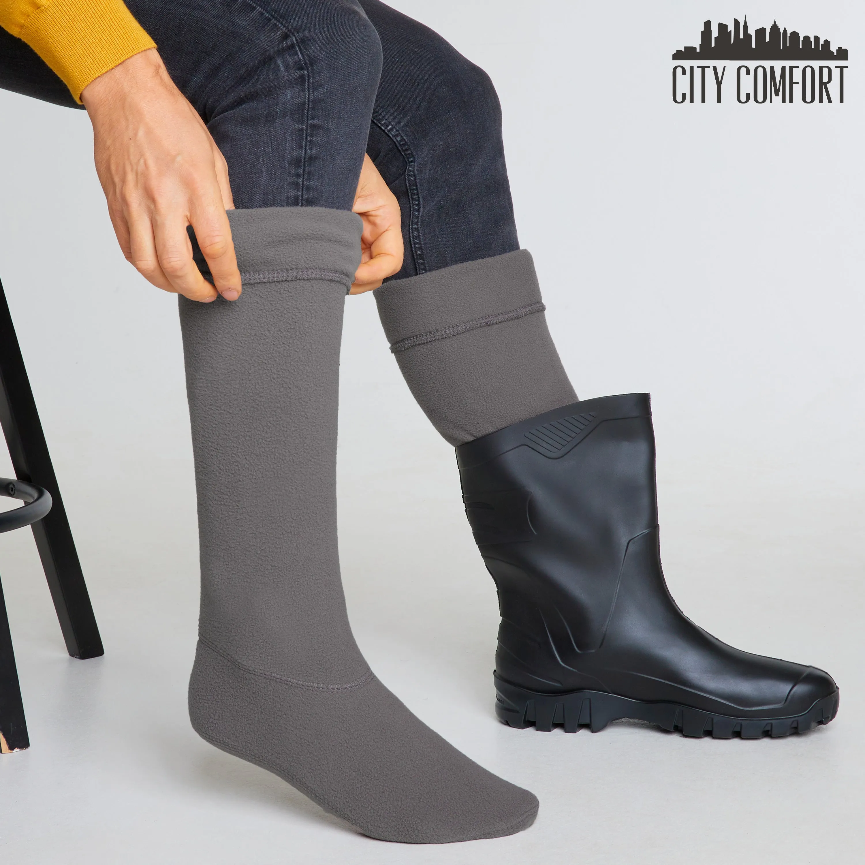 Boot Liner for Men and Teenagers - Warm Fleece Wellie Socks