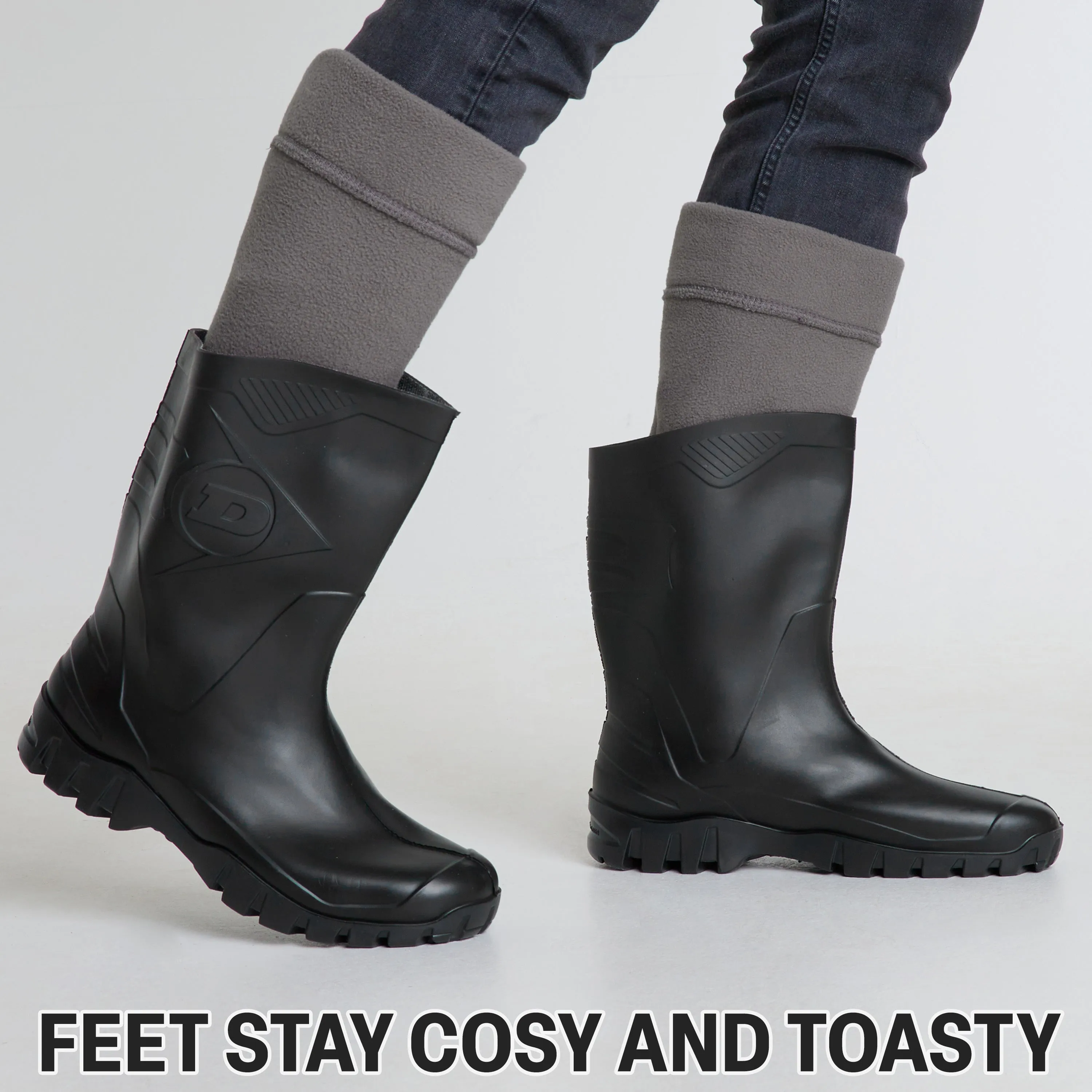 Boot Liner for Men and Teenagers - Warm Fleece Wellie Socks