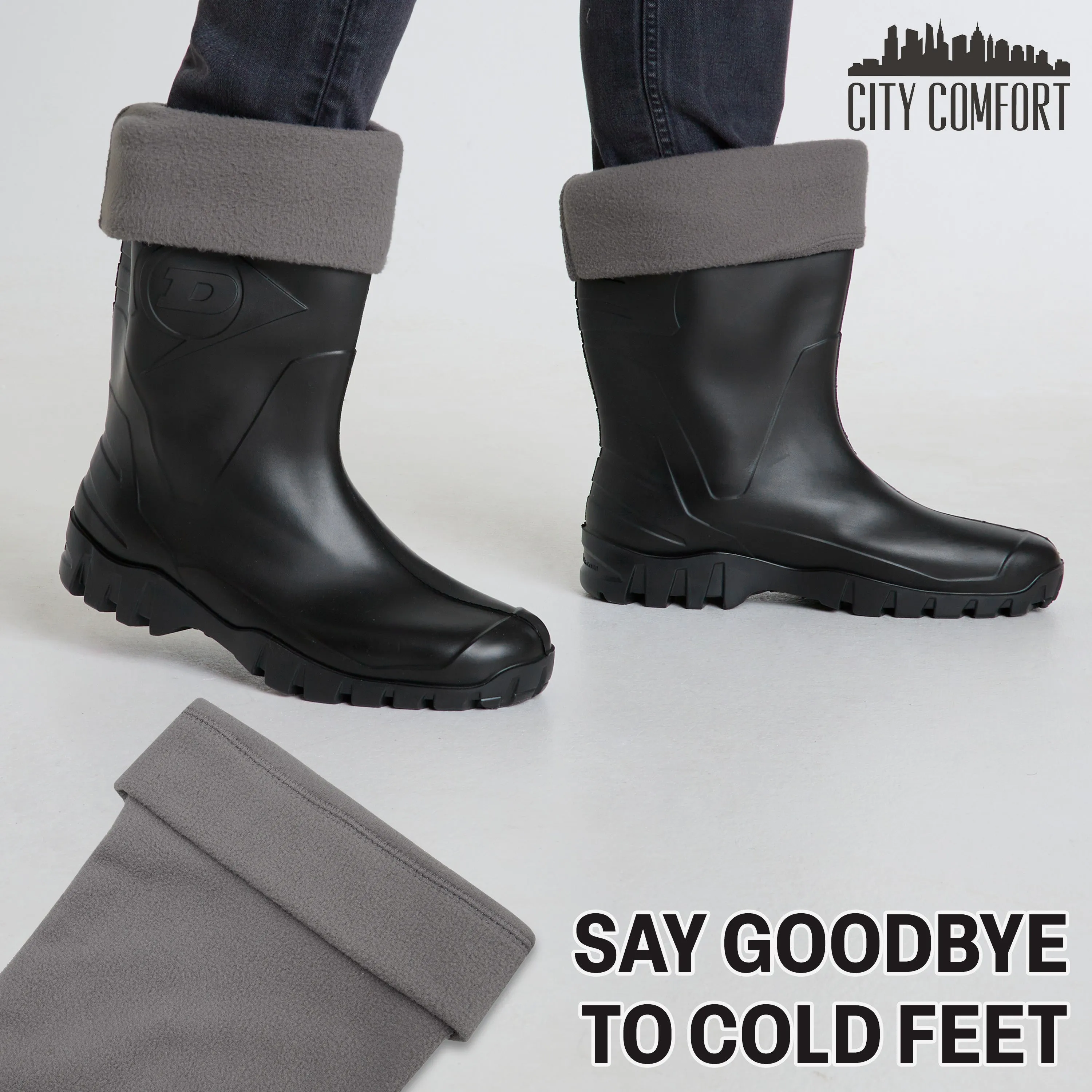 Boot Liner for Men and Teenagers - Warm Fleece Wellie Socks