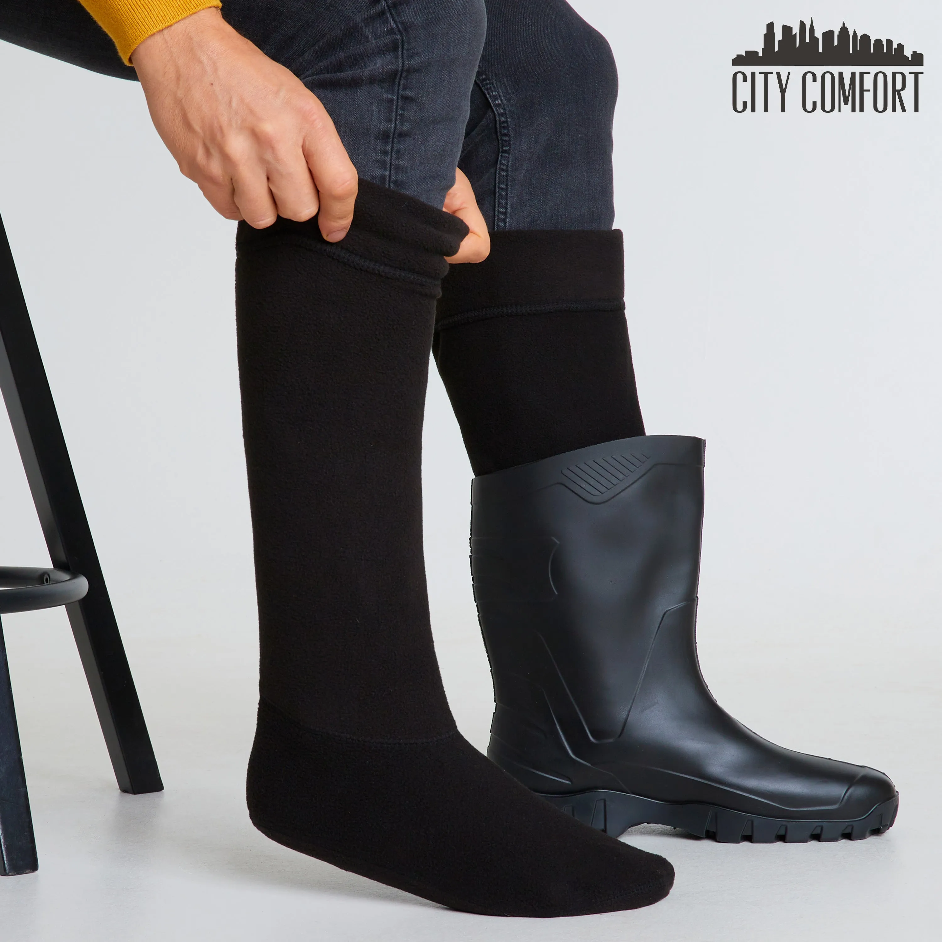 Boot Liner for Men and Teenagers - Warm Fleece Wellie Socks