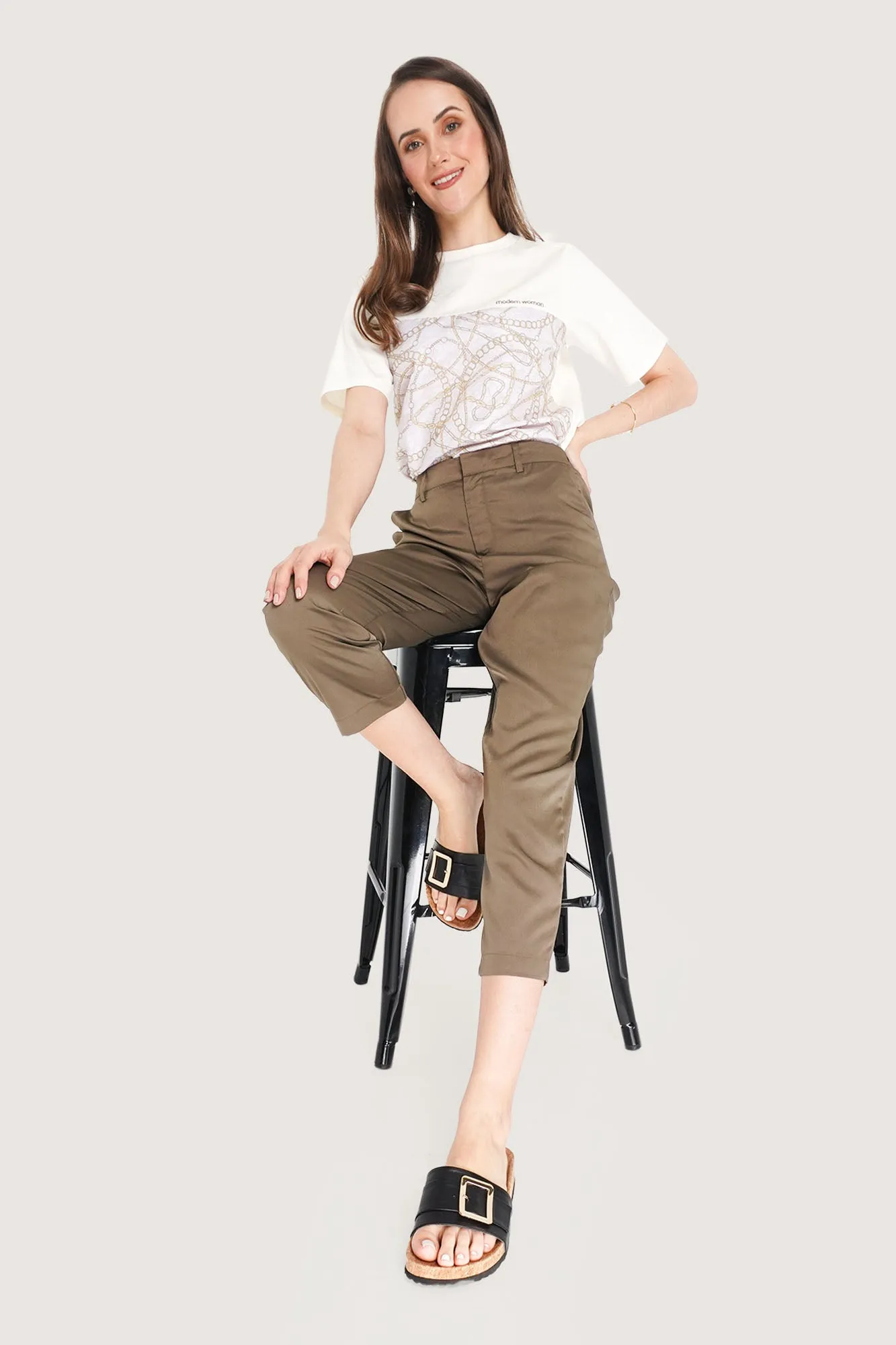 Buckle Strap Round Toe Cork Sliders