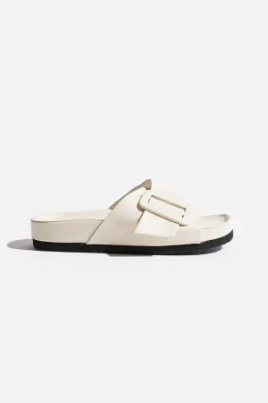 Buckle Strap Round Toe Sliders