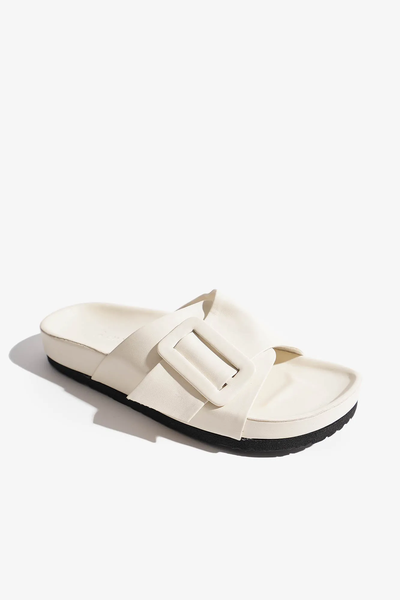 Buckle Strap Round Toe Sliders