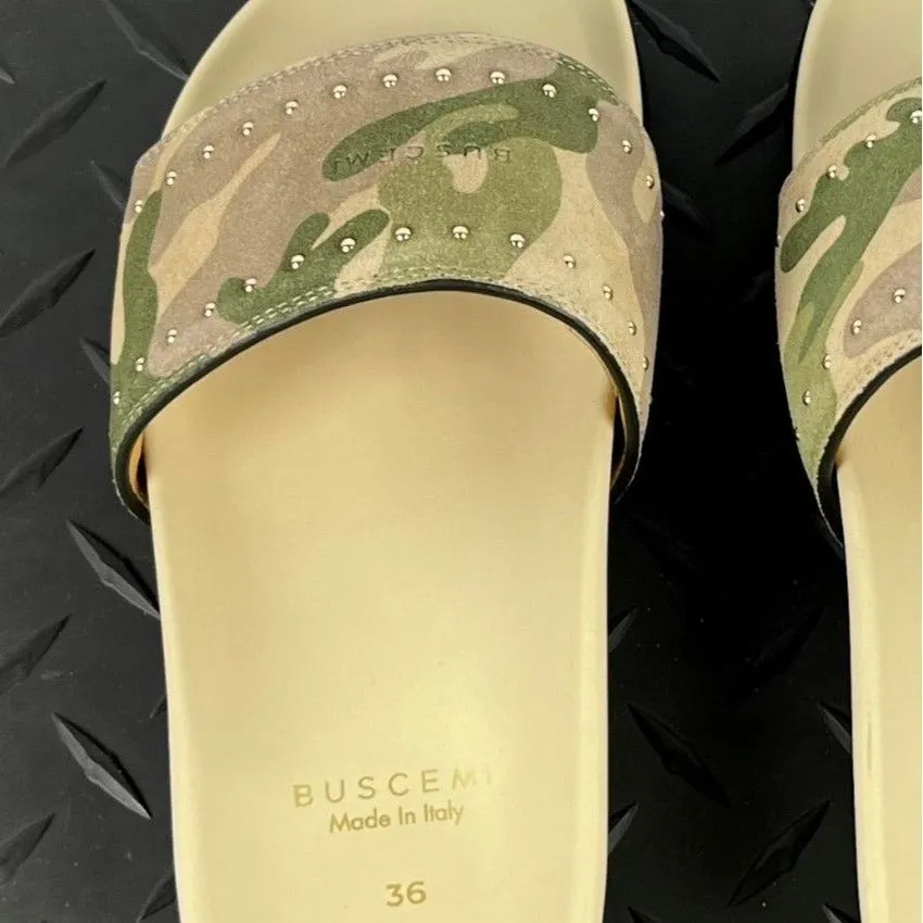 Buscemi Women's Slide Camou Suede Sandals